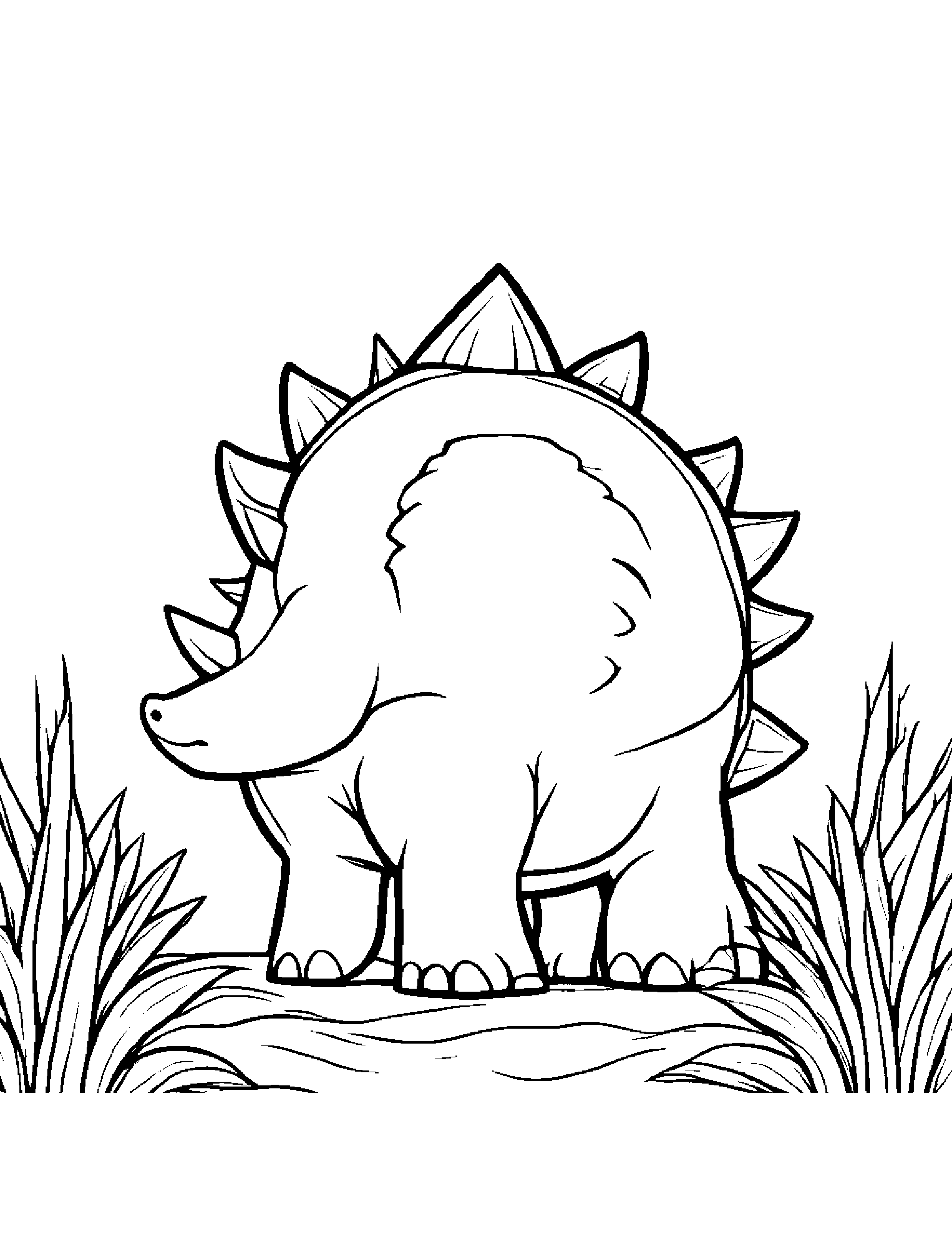 Baby Stegosaurus With A Star Coloring Page (Free Printable PDF)