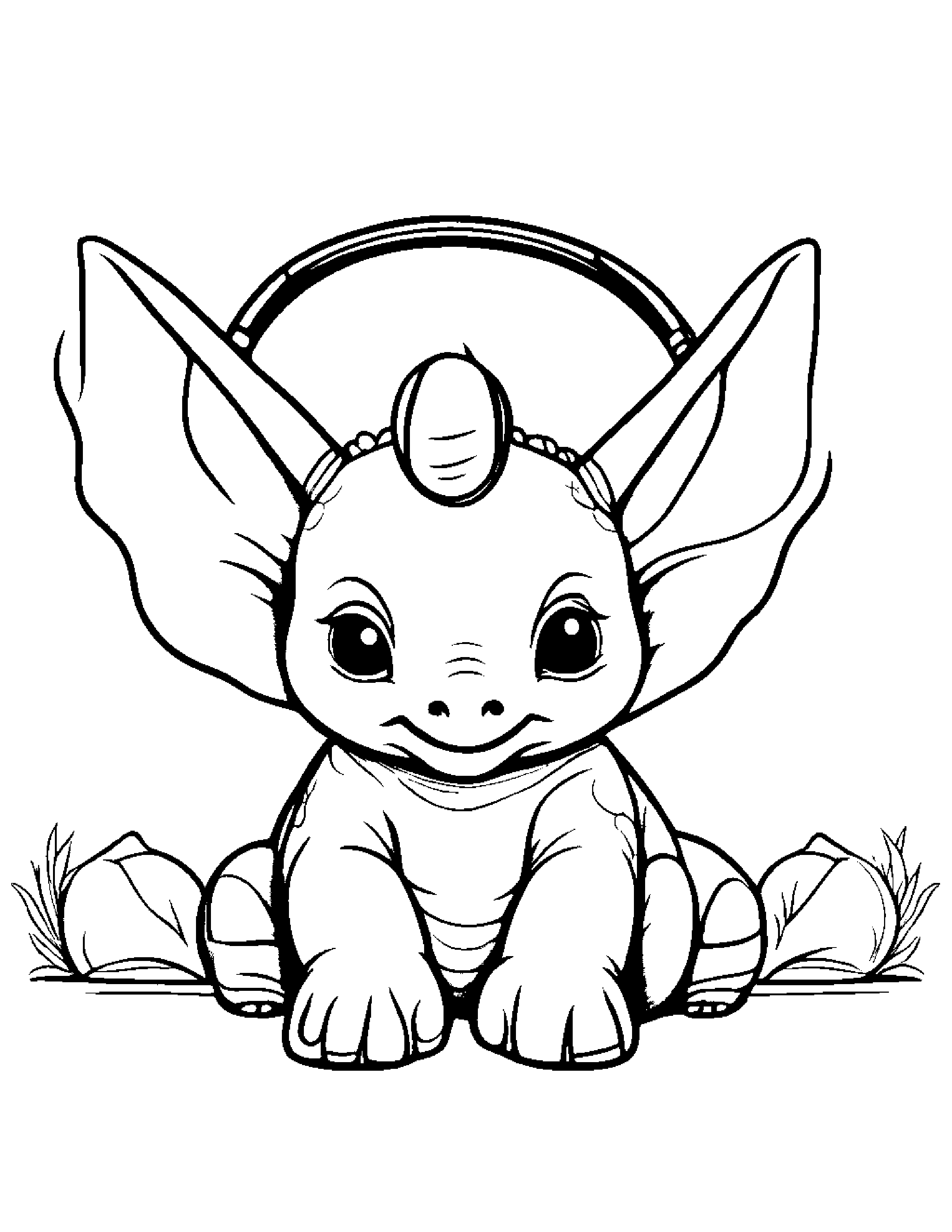 Sleepy Baby Triceratops With Headphones Coloring Page (Free Printable PDF)