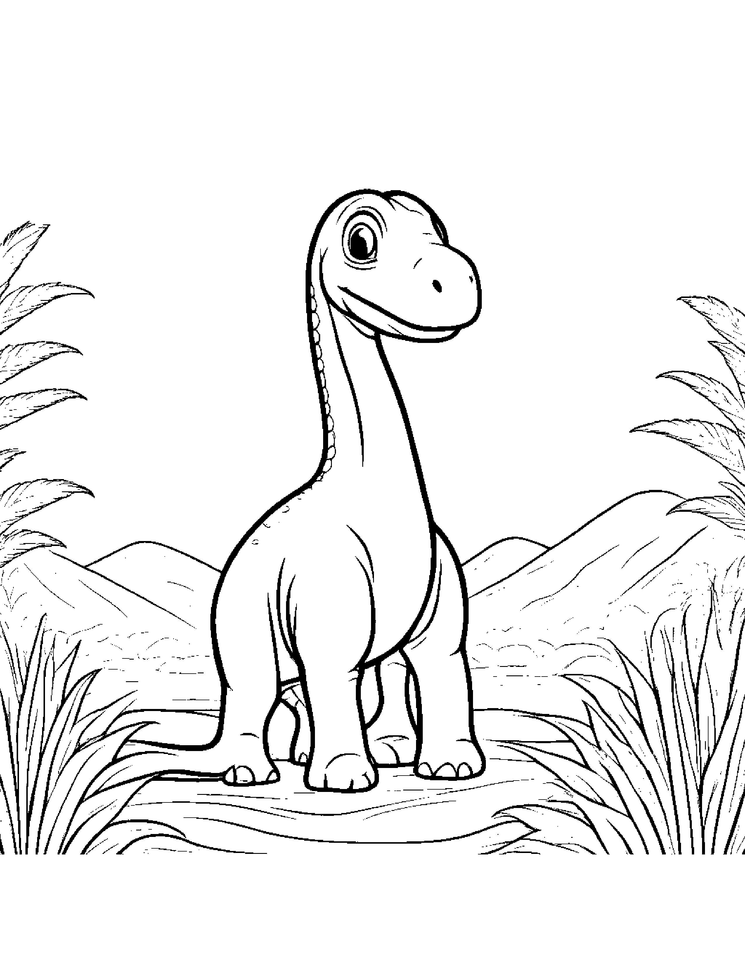Tiny Baby Brachiosaurus Coloring Page (Free Printable PDF)