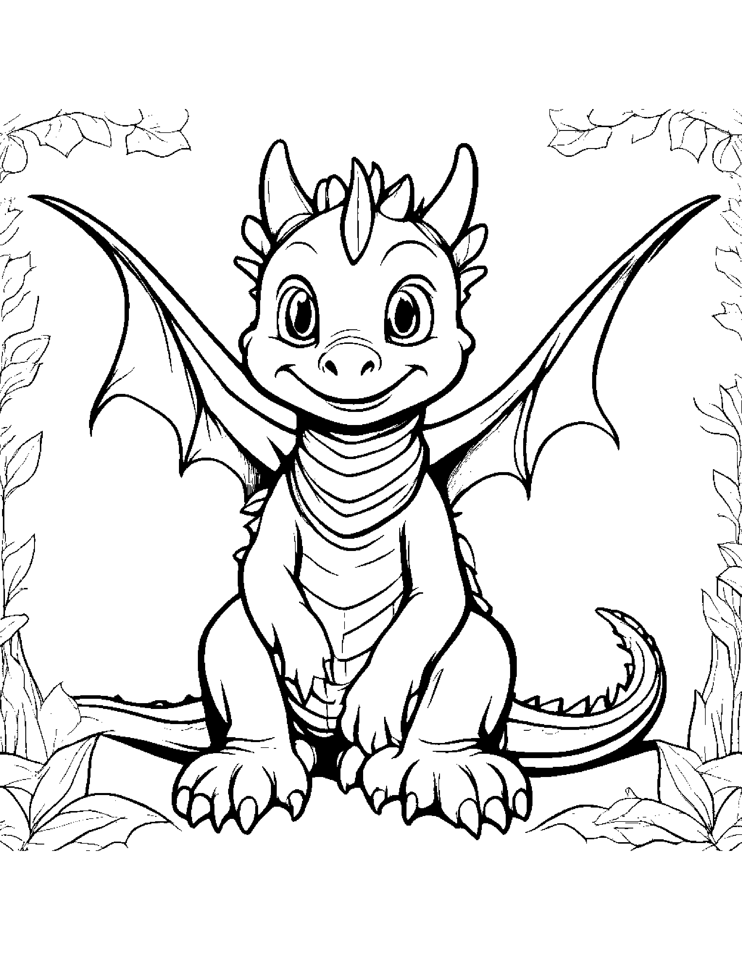 Baby Dragon With Scarf #2 Coloring Page (Free Printable PDF)