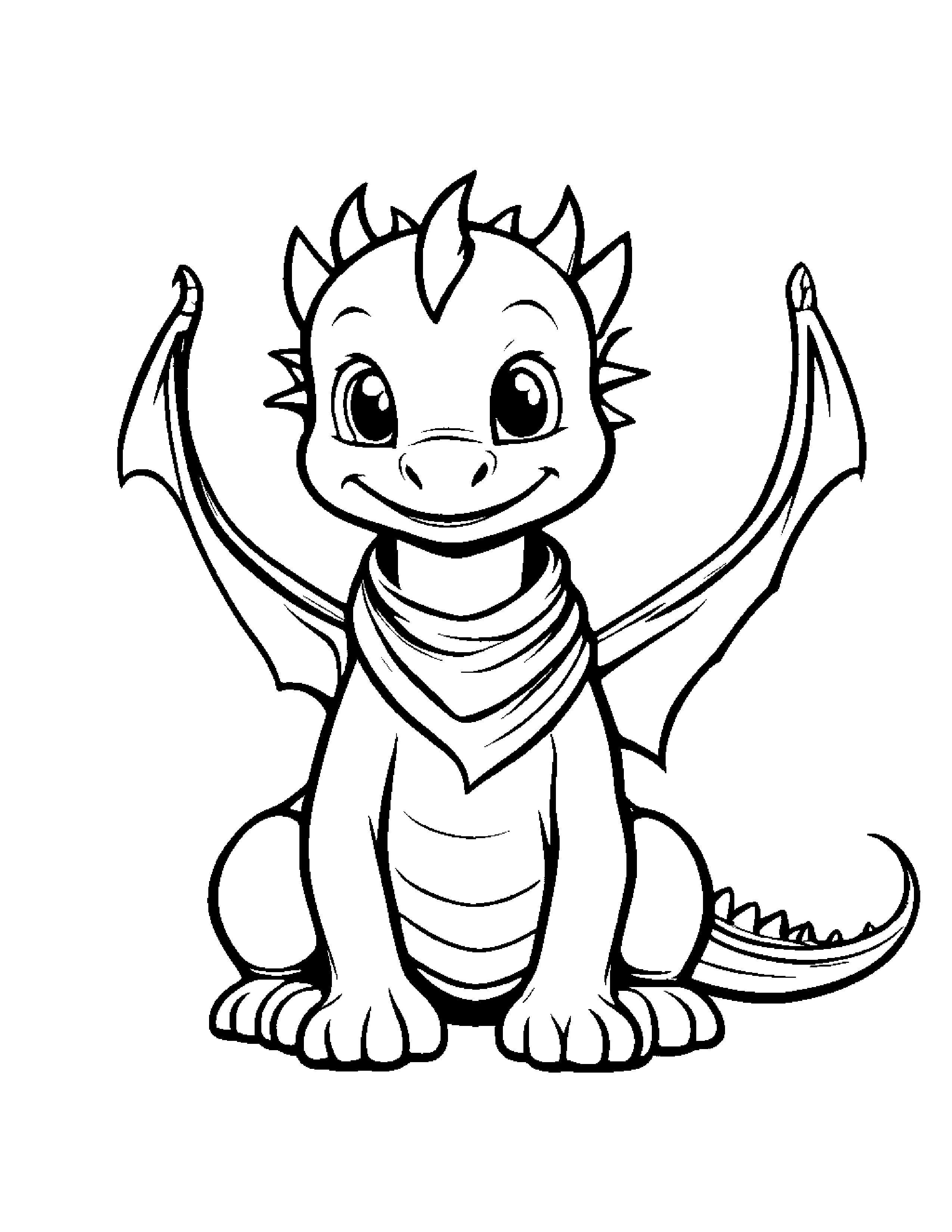 Baby Dragon With Scarf #4 Coloring Page (Free Printable PDF)