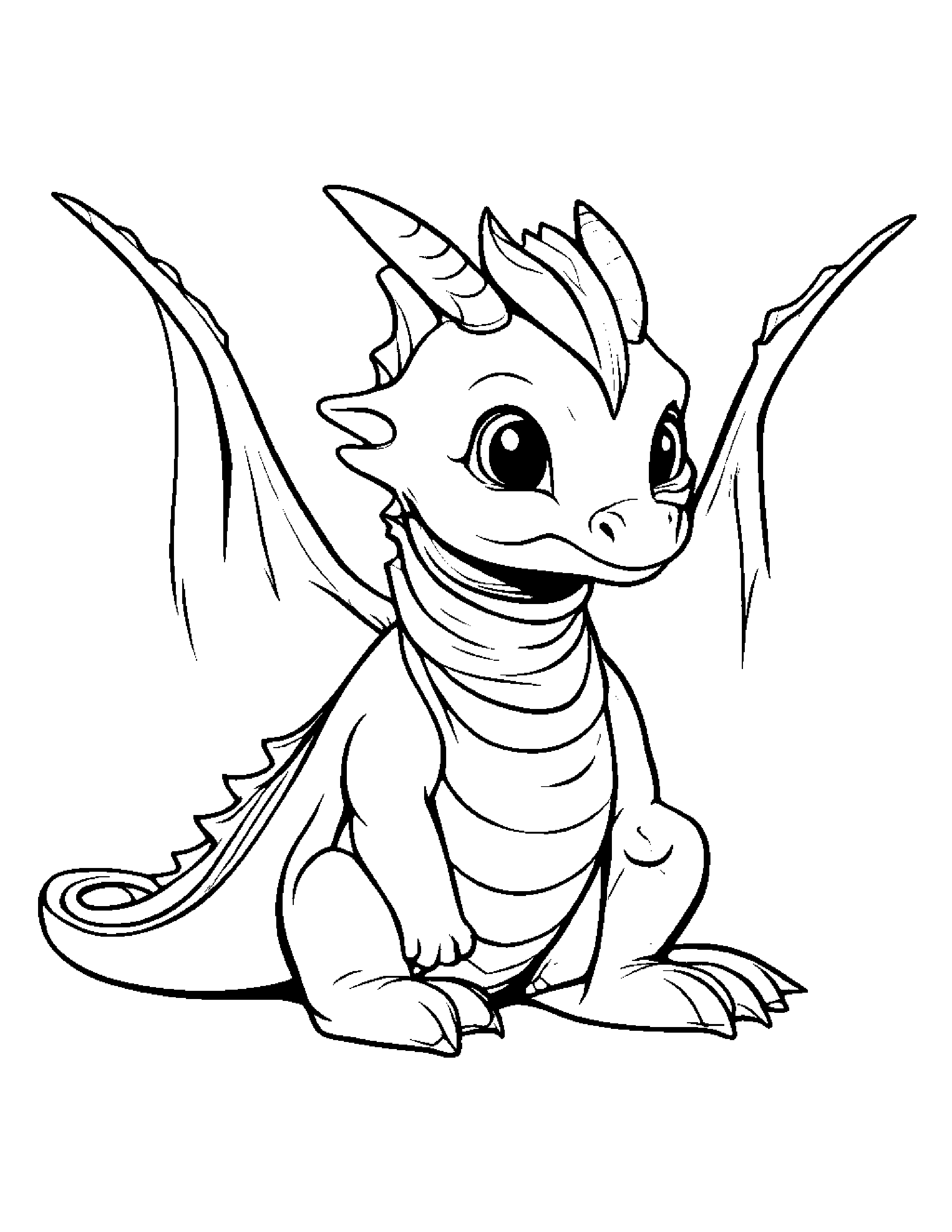 Baby Dragon With Scarf Coloring Page (Free Printable PDF)
