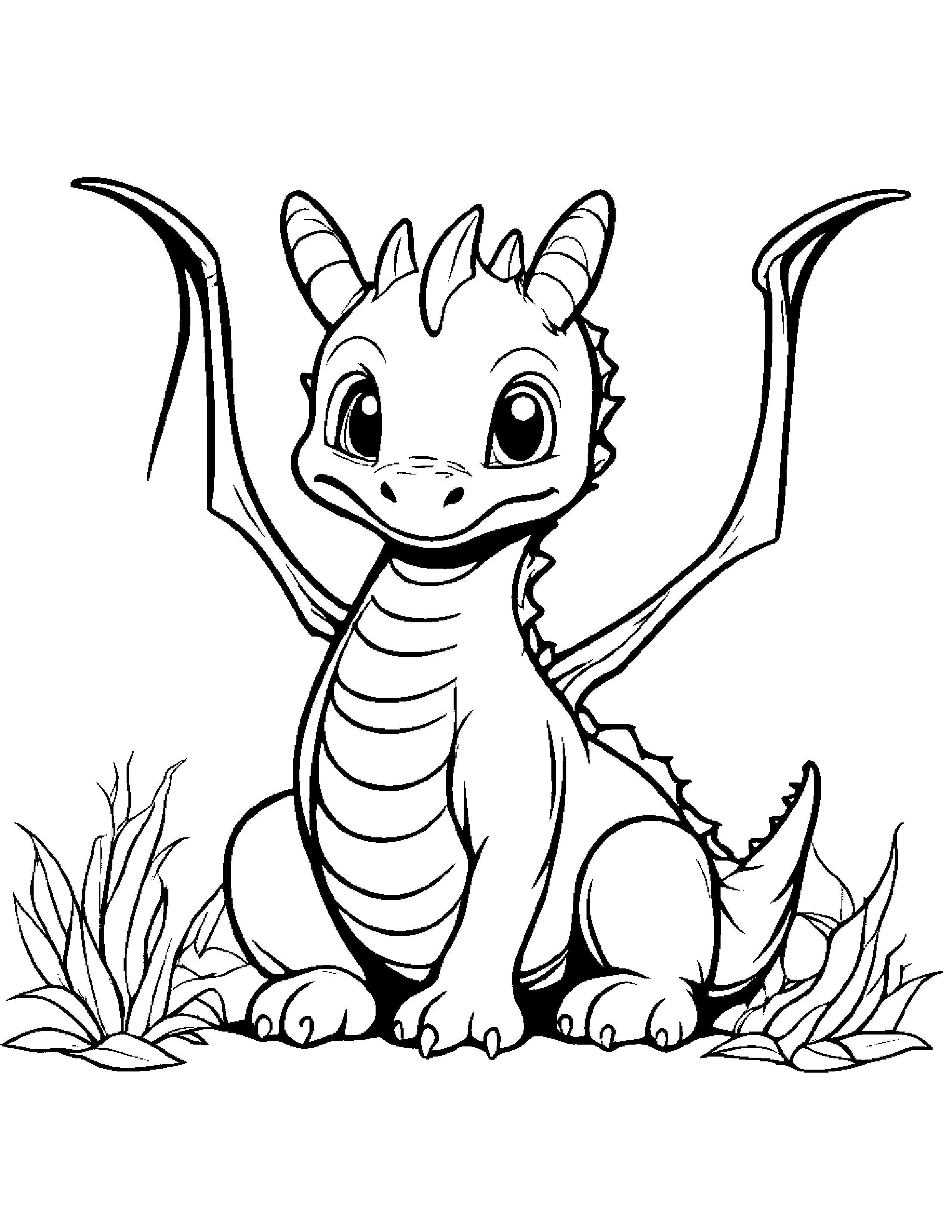 Little Baby Dragon #3 Coloring Page (Free Printable PDF)