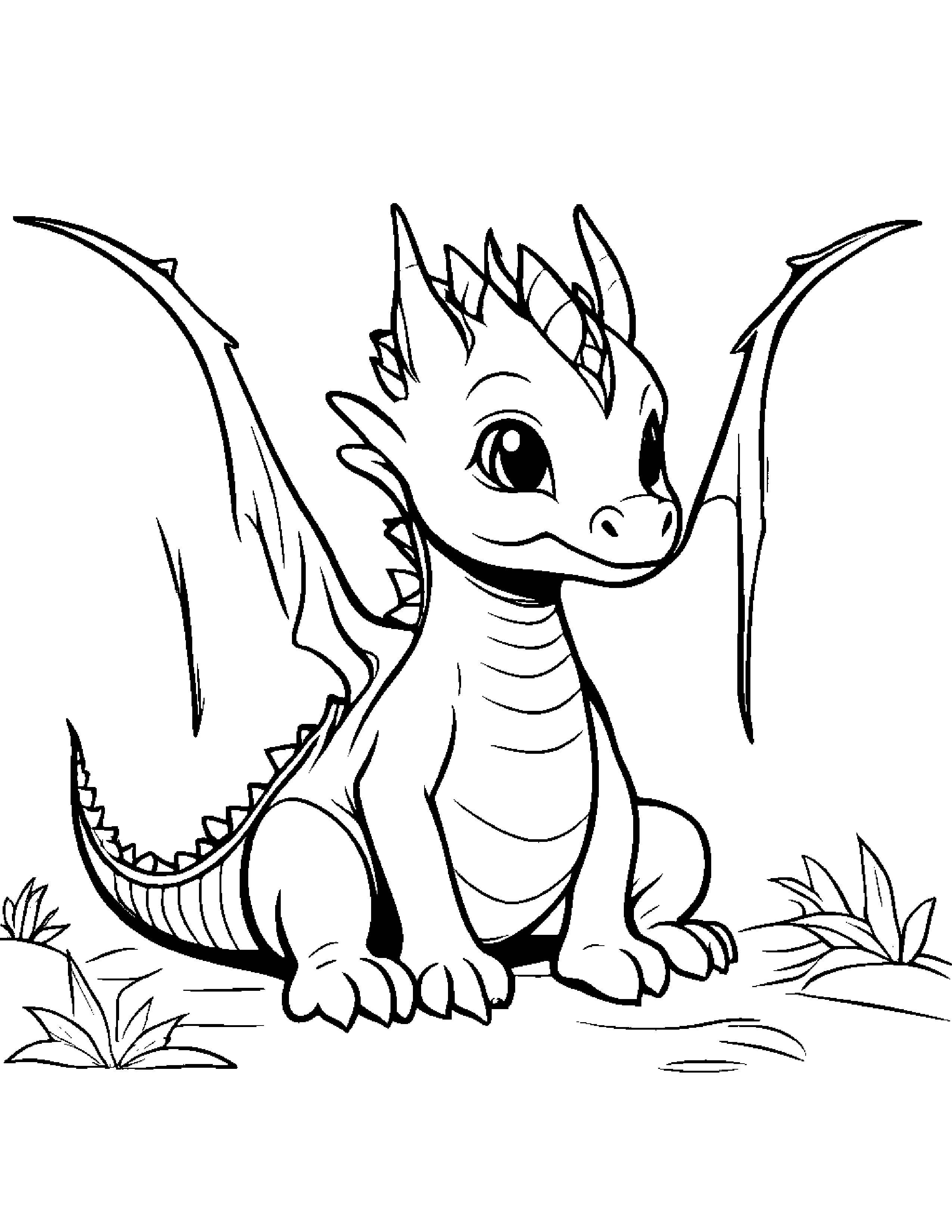 Little Baby Dragon Coloring Page (Free Printable PDF)