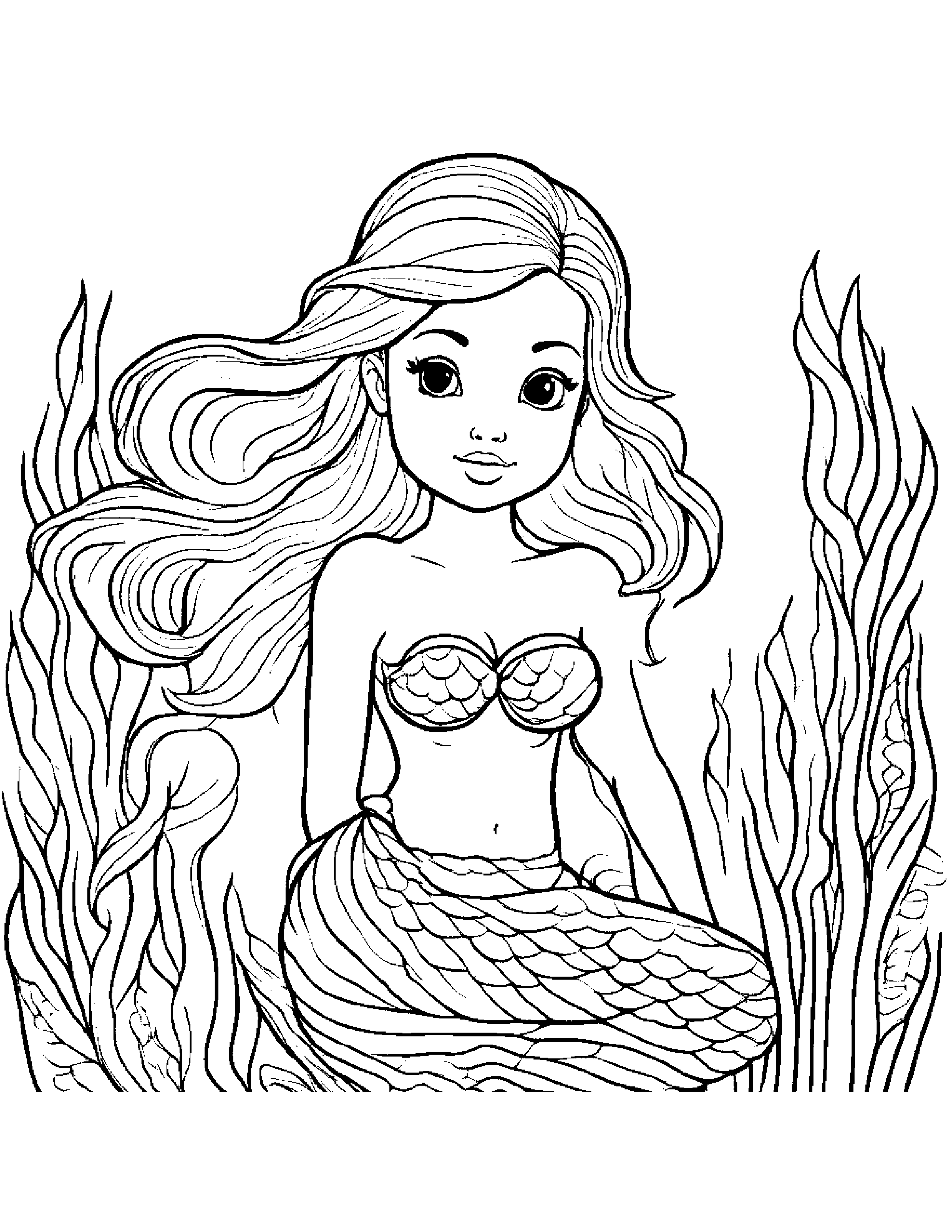 Mermaid #3 Coloring Page (Free Printable PDF)