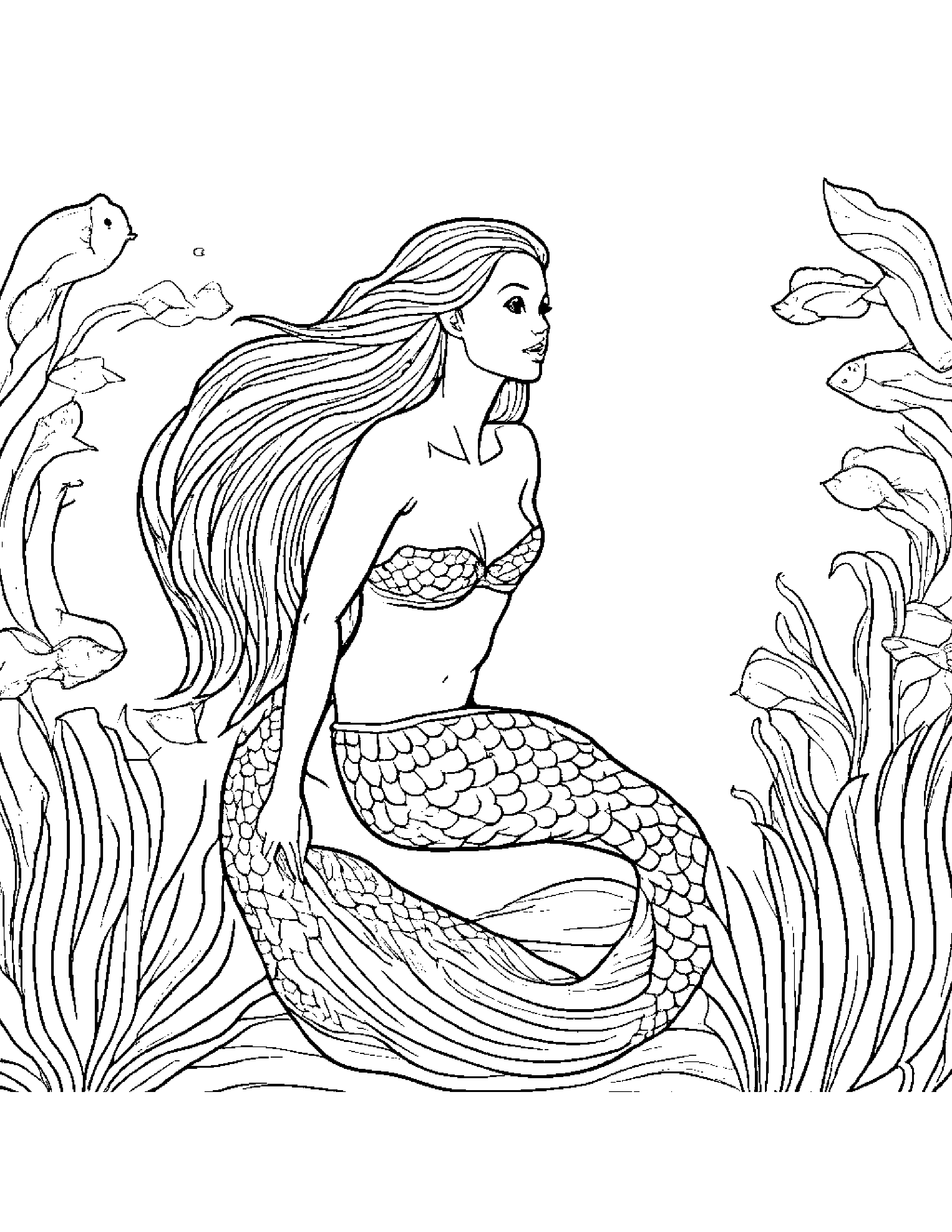 Mermaid Coloring Page (Free Printable PDF)