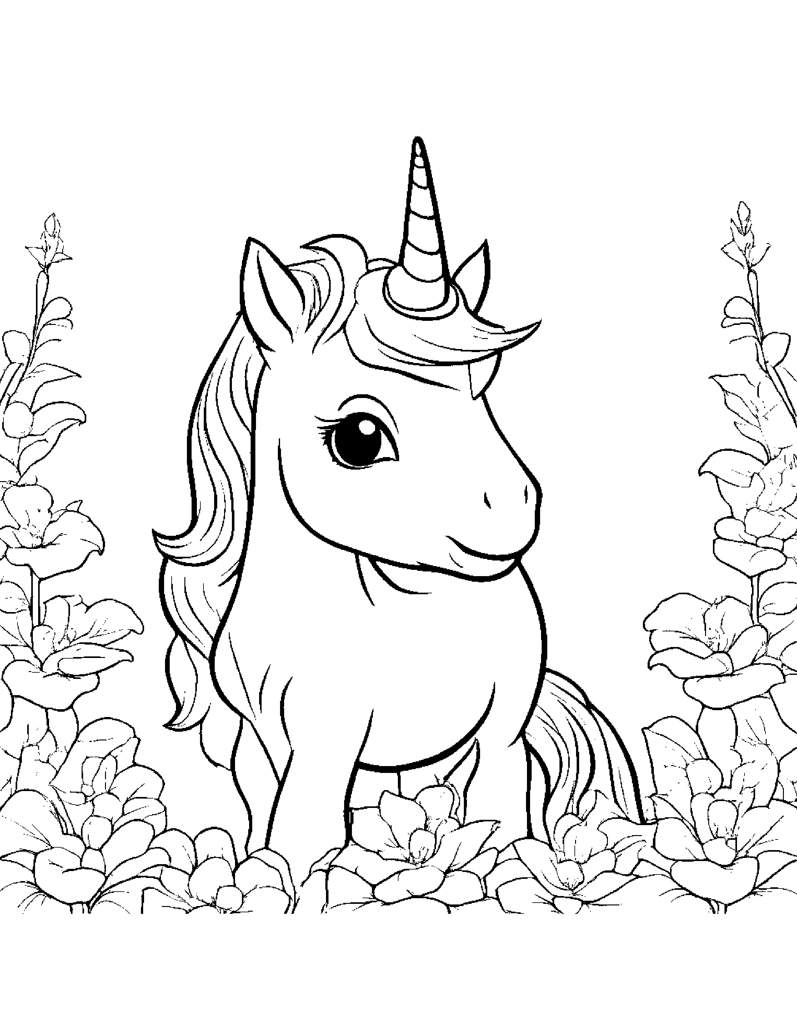 Unicorn Foal Wearing A Hat #3 Coloring Page (Free Printable PDF)