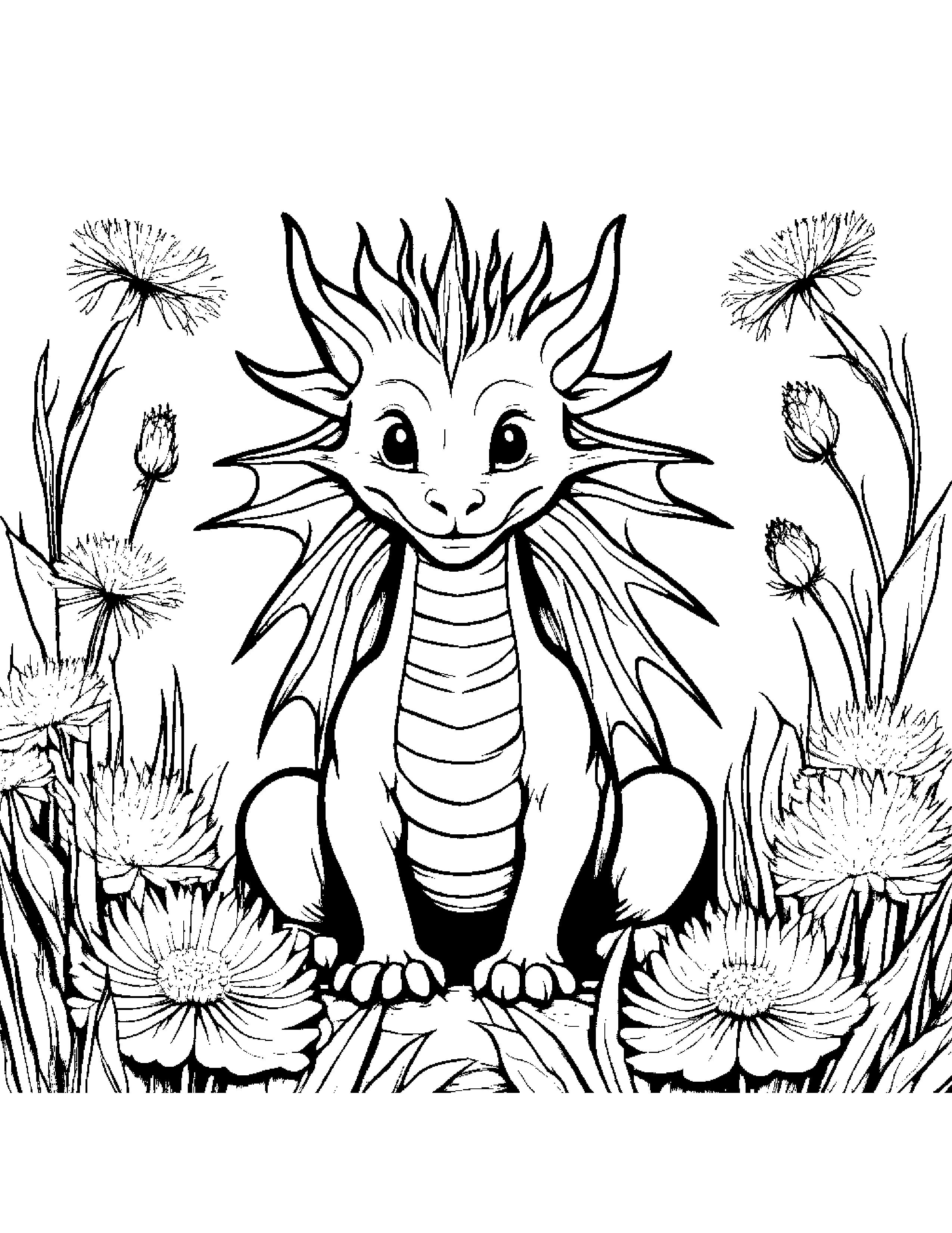 Dandelion Dragon Coloring Page (Free Printable PDF)