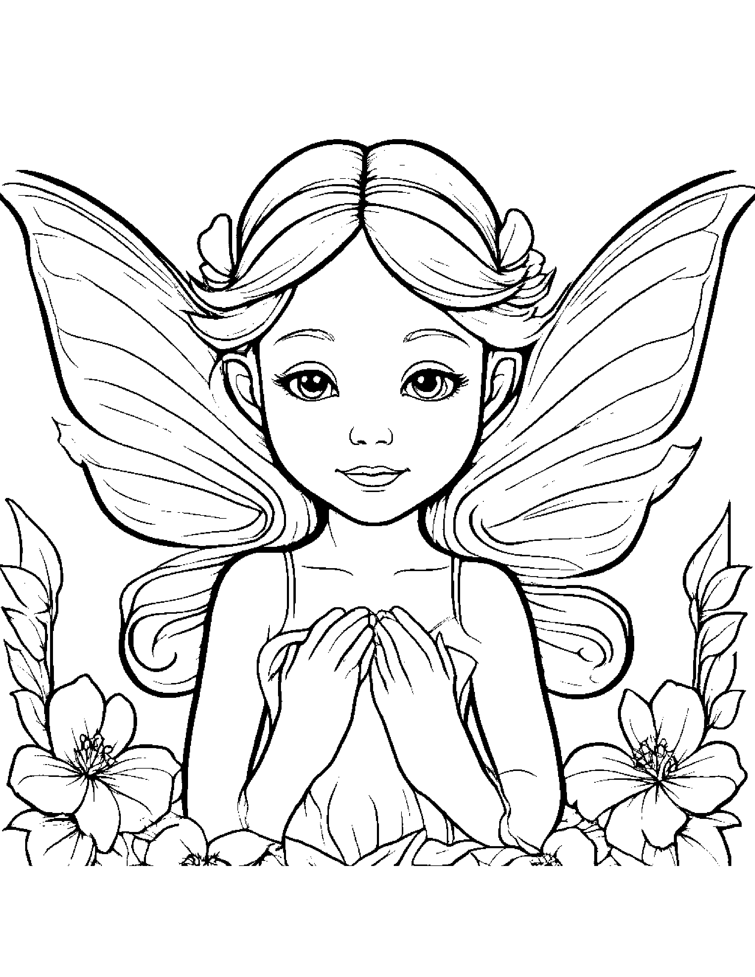 Gentle Tiny Fairy #2 Coloring Page (Free Printable PDF)