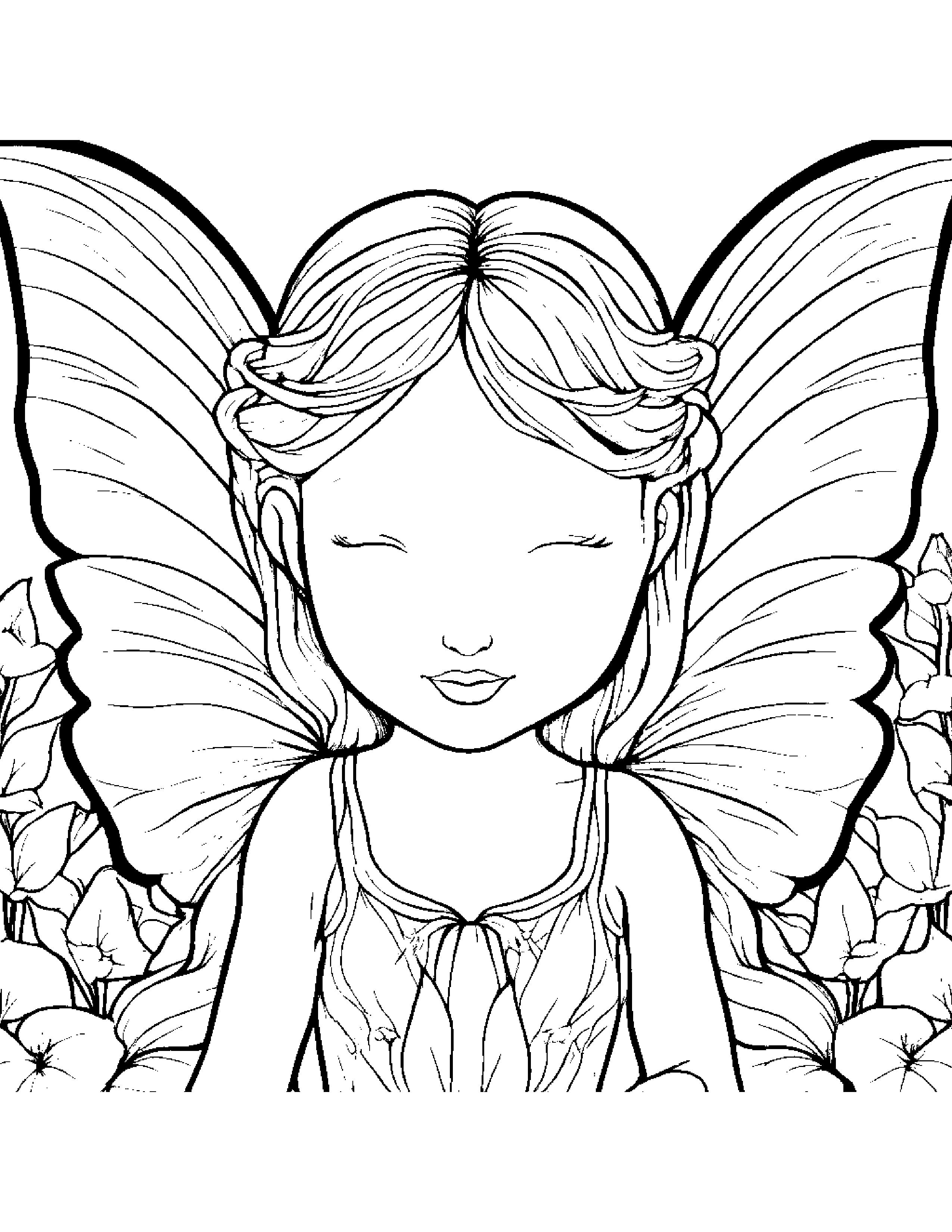 Gentle Tiny Fairy Coloring Page (Free Printable PDF)