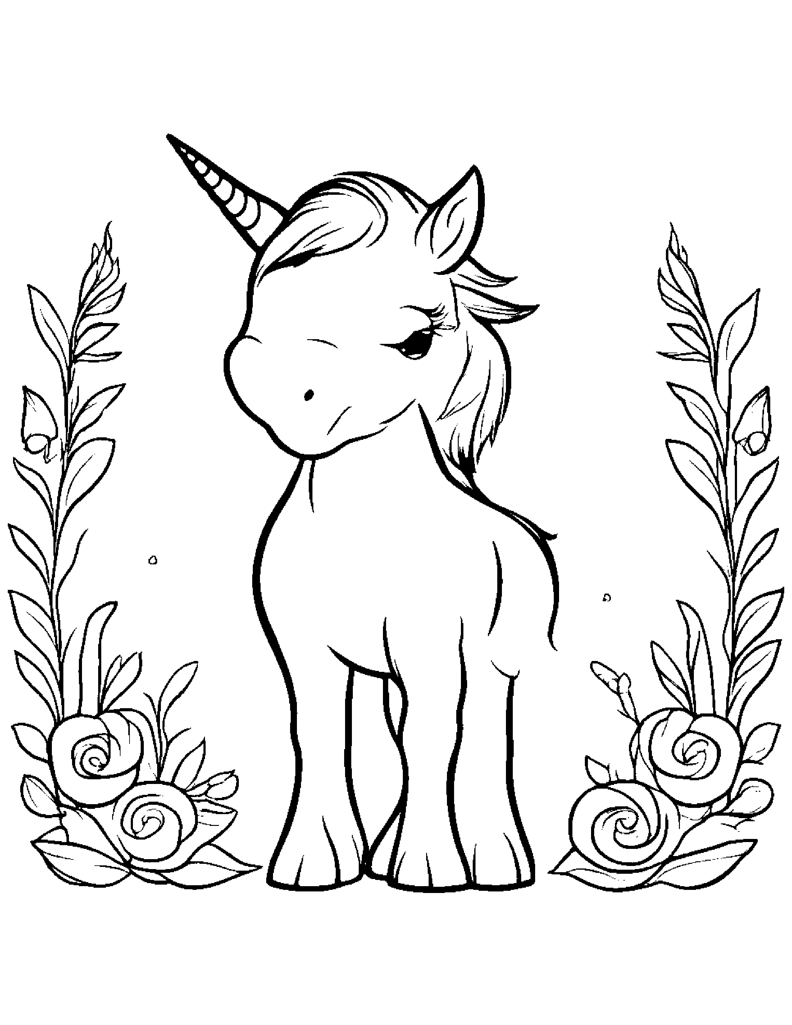 Unicorn Foal #2 Coloring Page (Free Printable PDF)