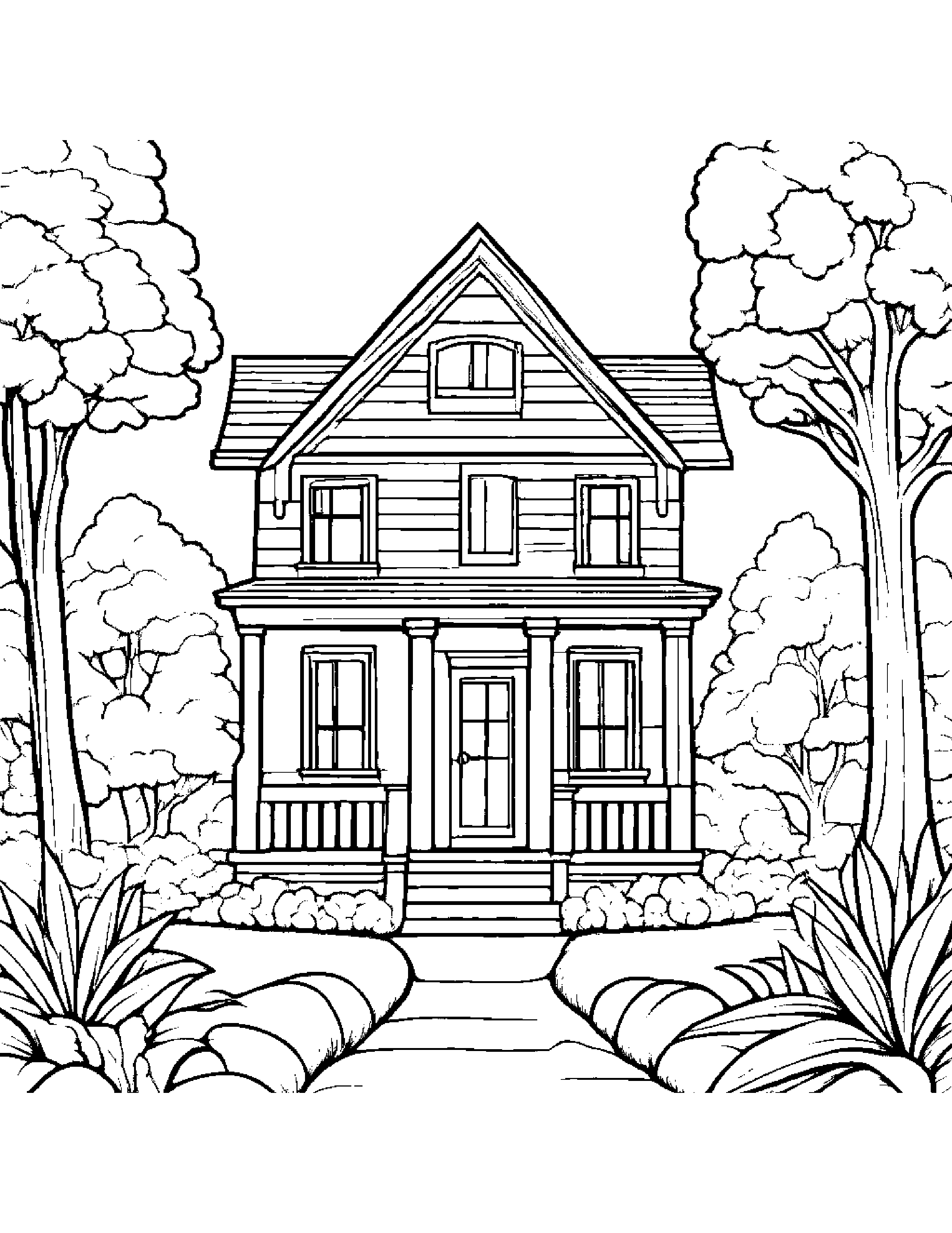 Cozy Cottage #2 Coloring Page (Free Printable PDF)