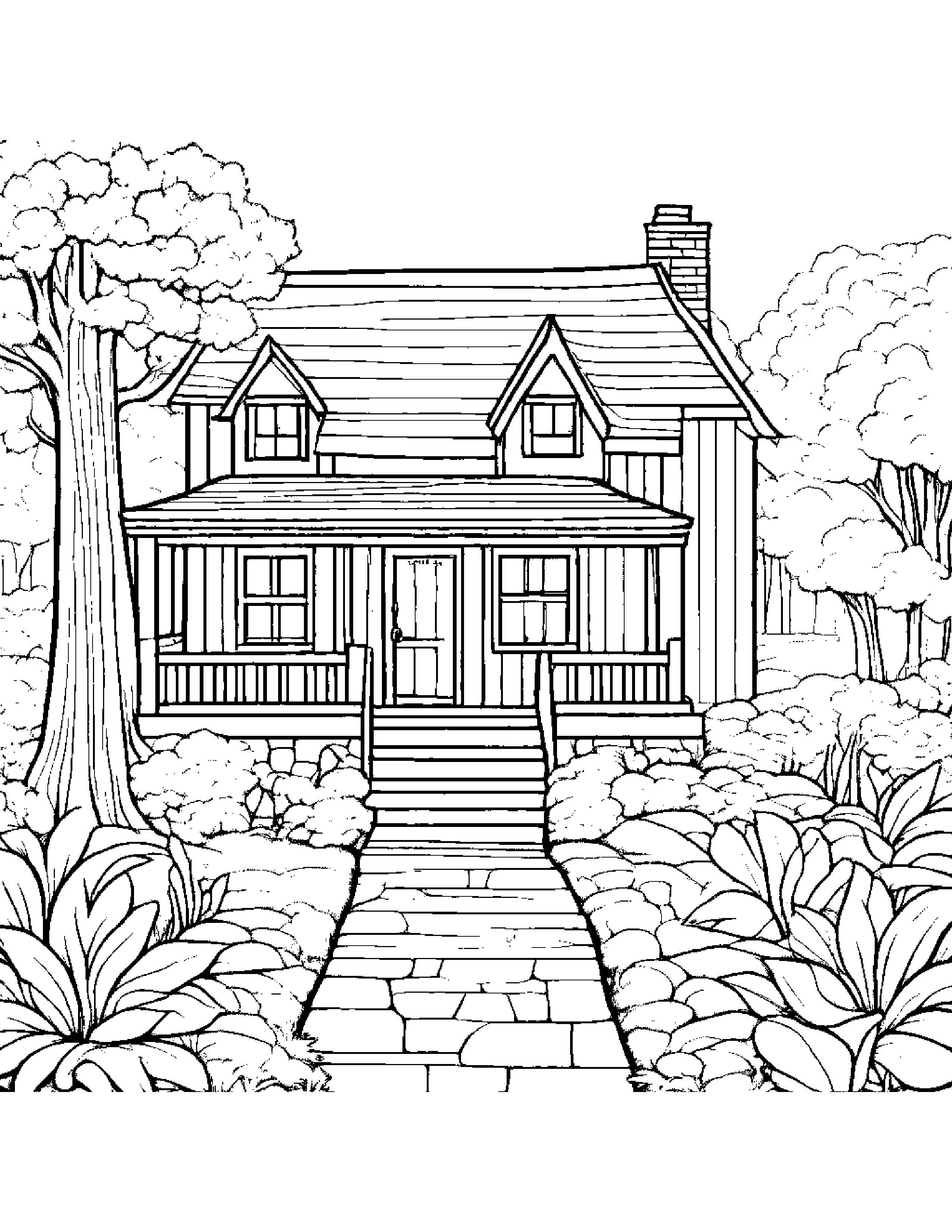 Cozy Cottage #3 Coloring Page (Free Printable PDF)