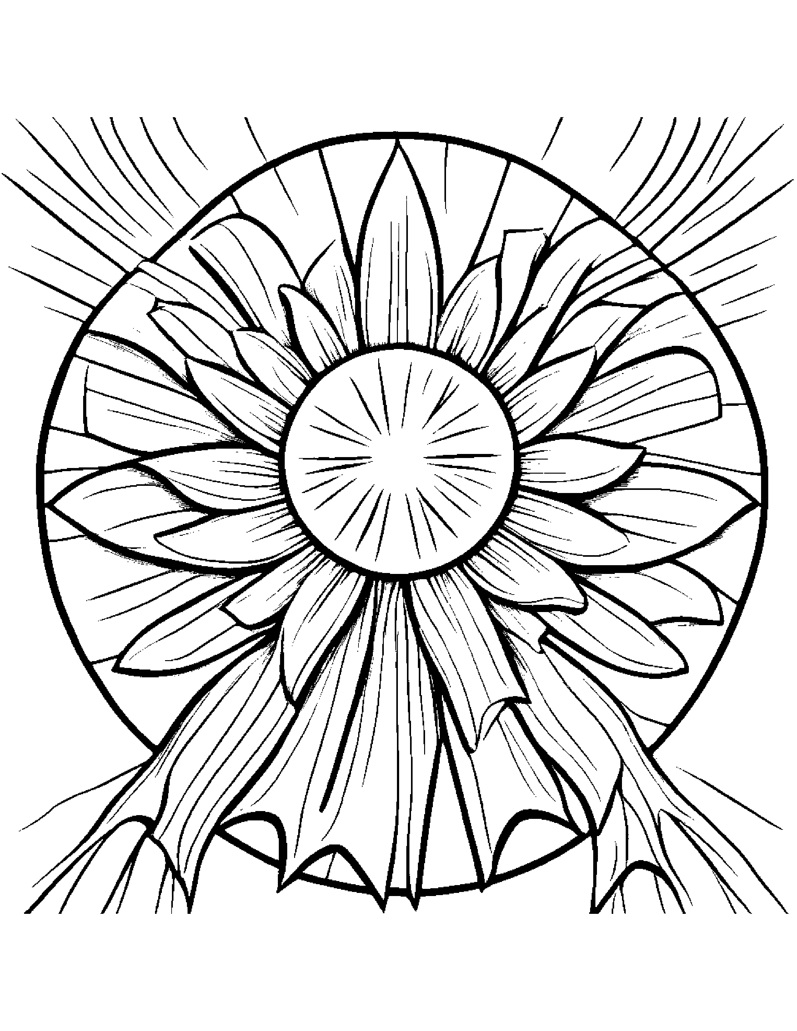 Gentle Sun With A Bow #3 Coloring Page (Free Printable PDF)