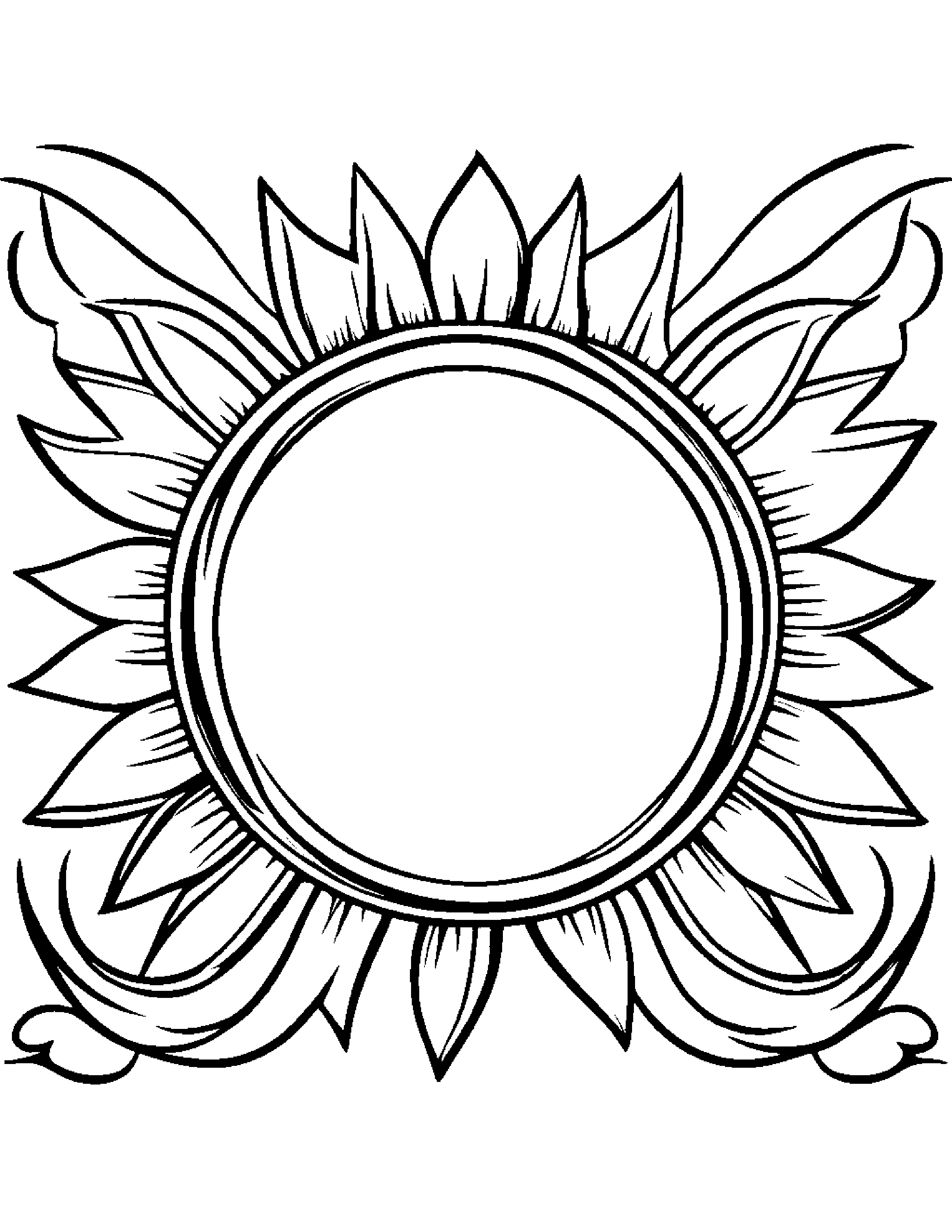Gentle Sun With A Bow Coloring Page (Free Printable PDF)
