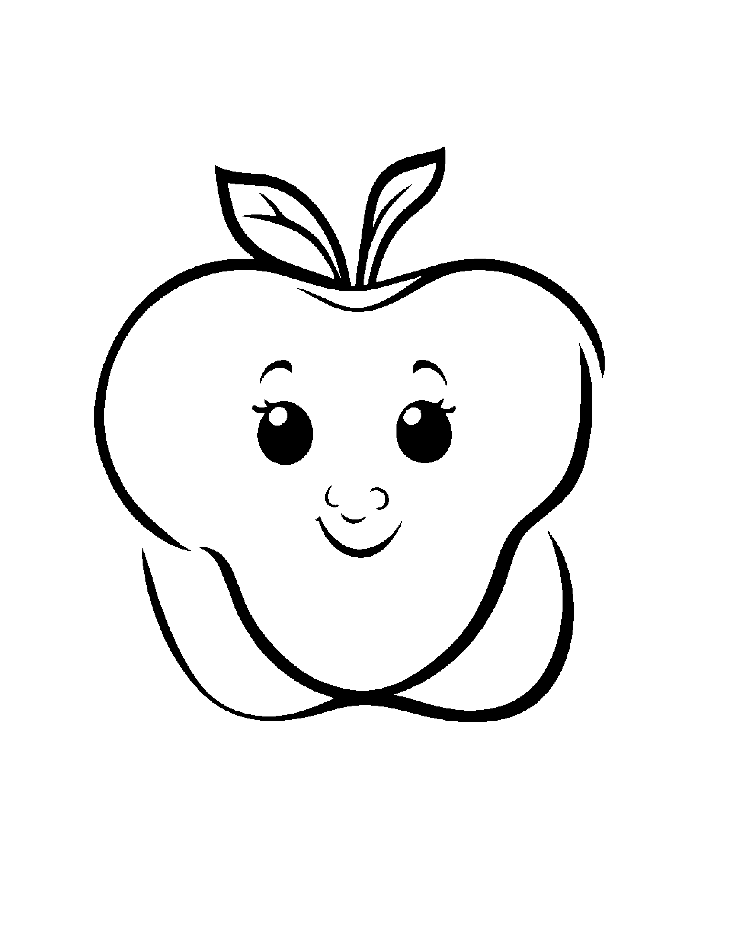Baby Apple With A Star #2 Coloring Page (Free Printable PDF)