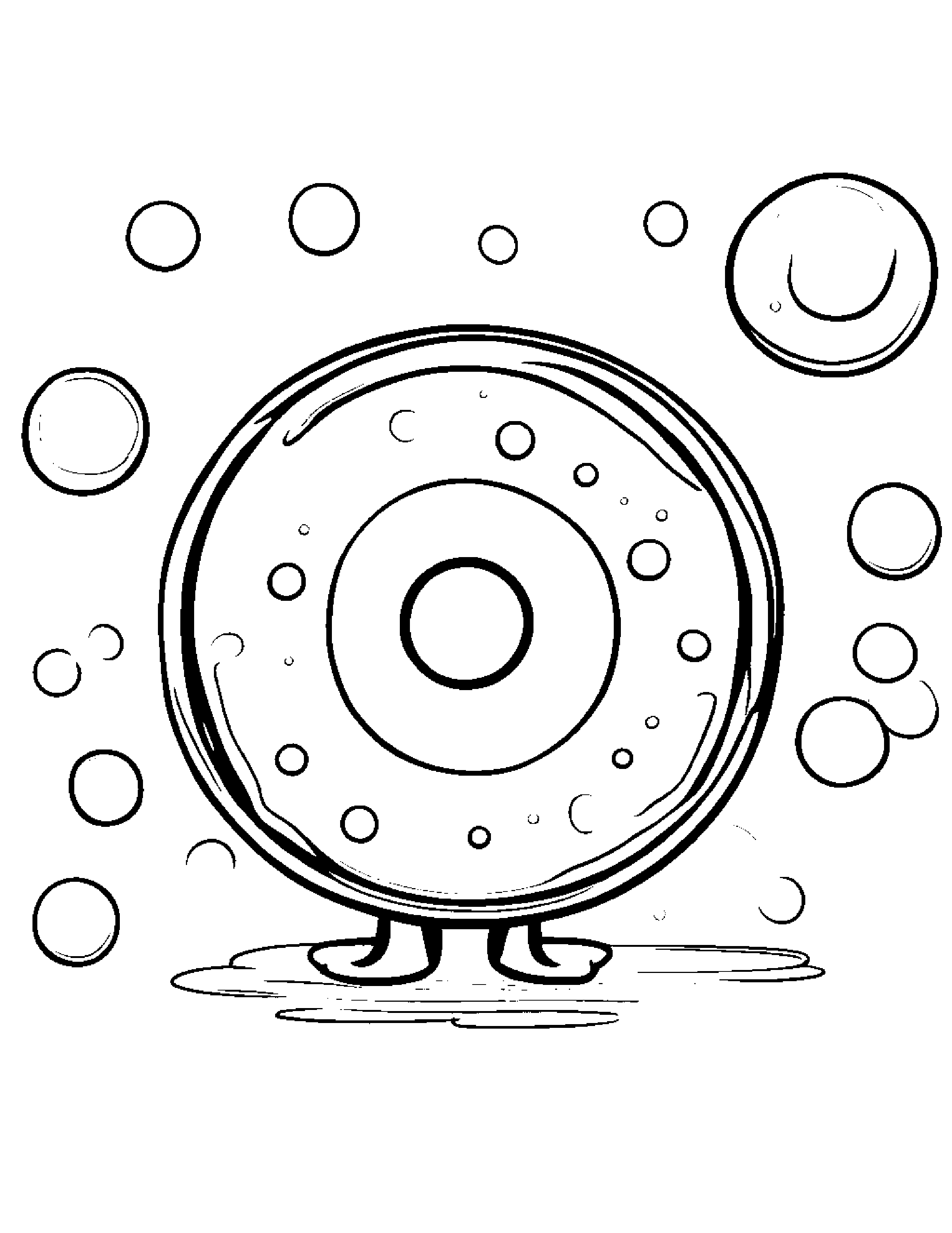 Donut Blowing Bubbles Coloring Page (Free Printable PDF)