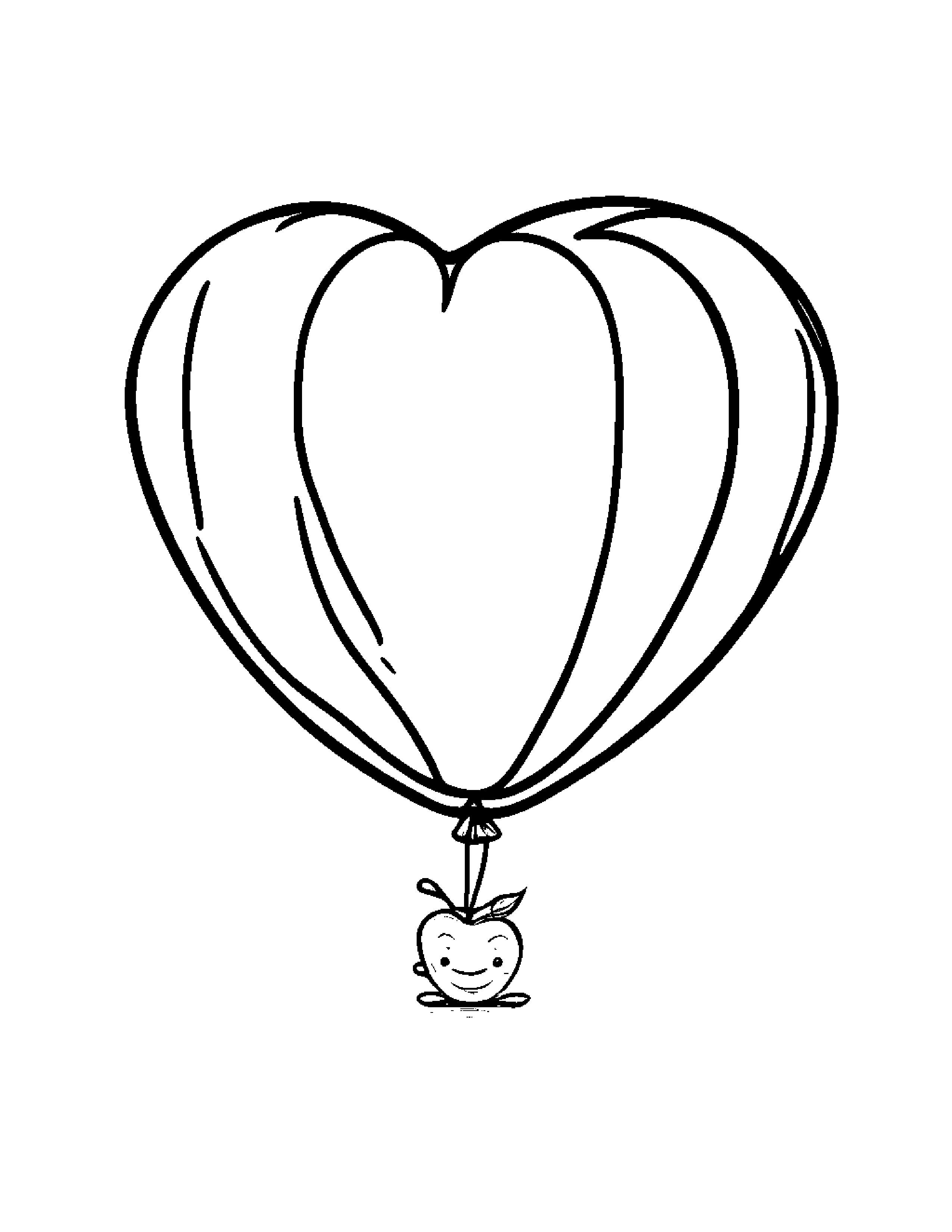 Gentle Apple With Balloon #2 Coloring Page (Free Printable PDF)