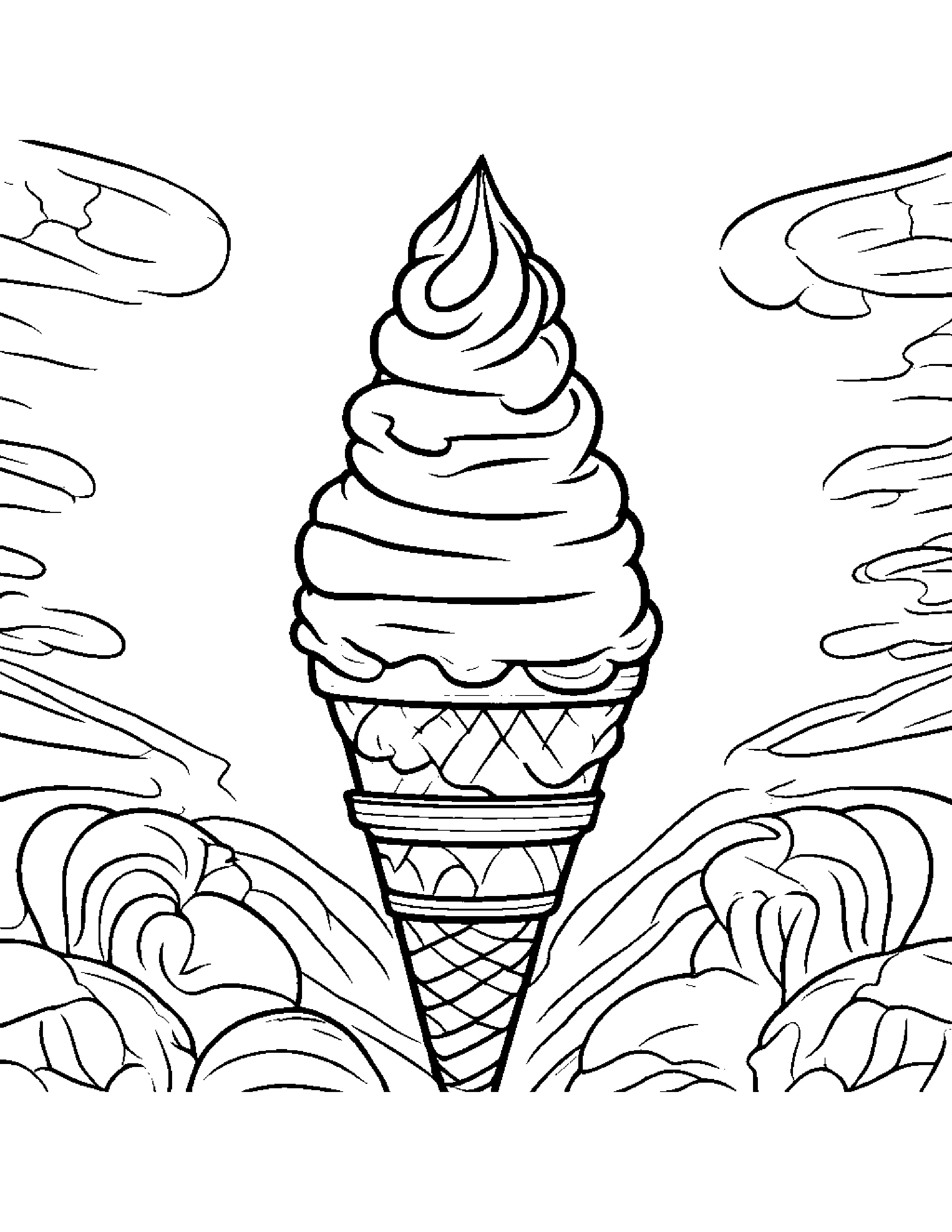 Ice Cream Cone Coloring Page (Free Printable PDF)