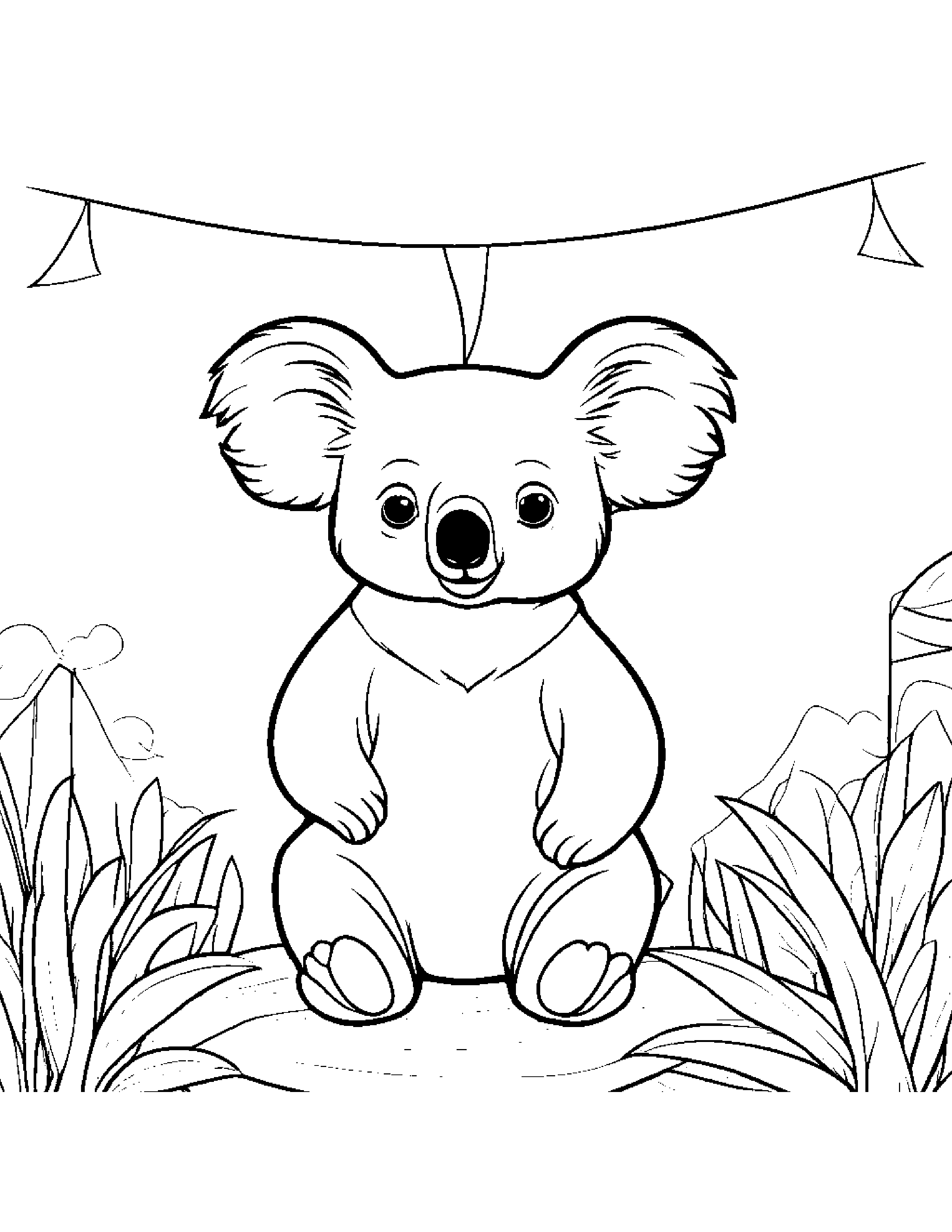 Gentle Koala With A Kite Coloring Page (Free Printable PDF)