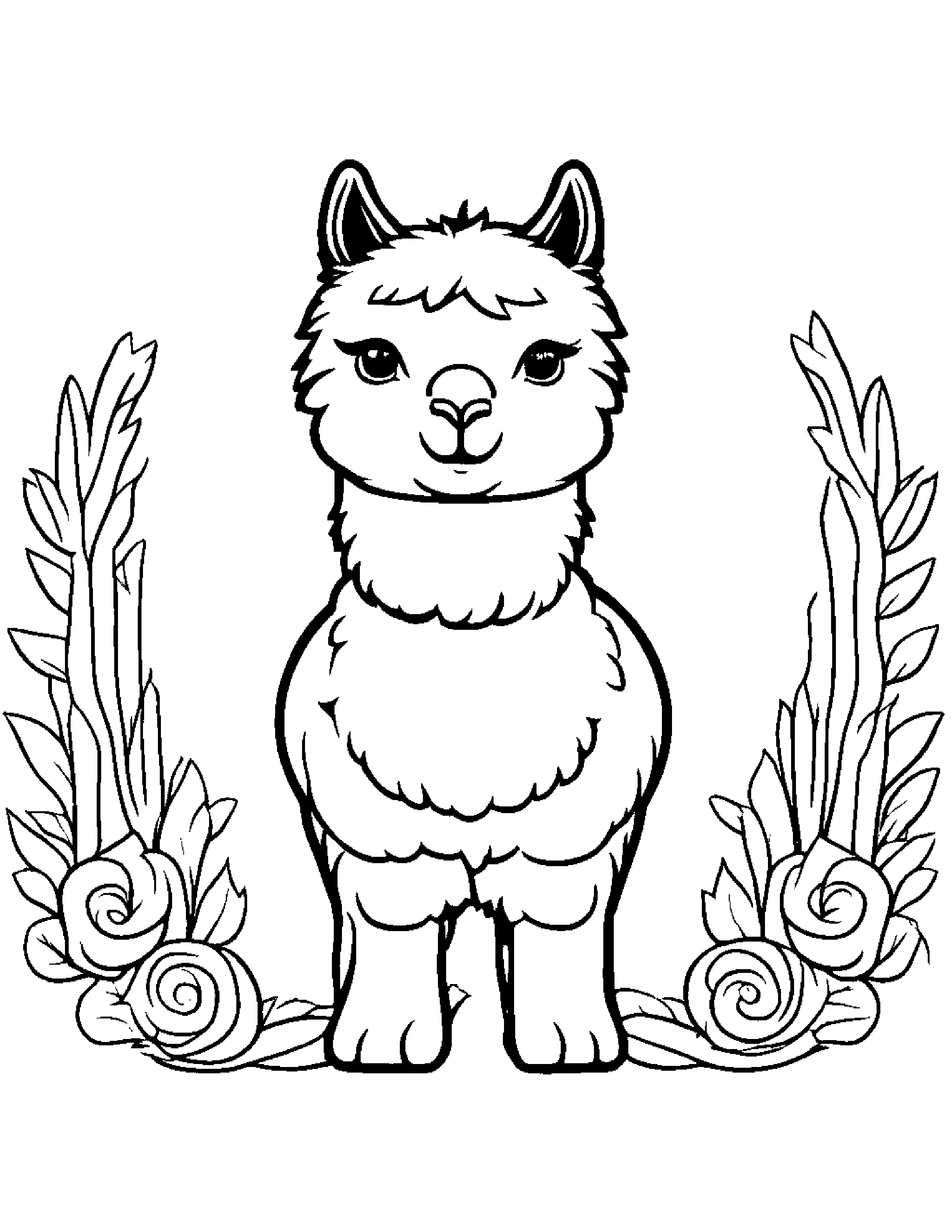 Alpaca With A Sunny Sticker Coloring Page (Free Printable PDF)