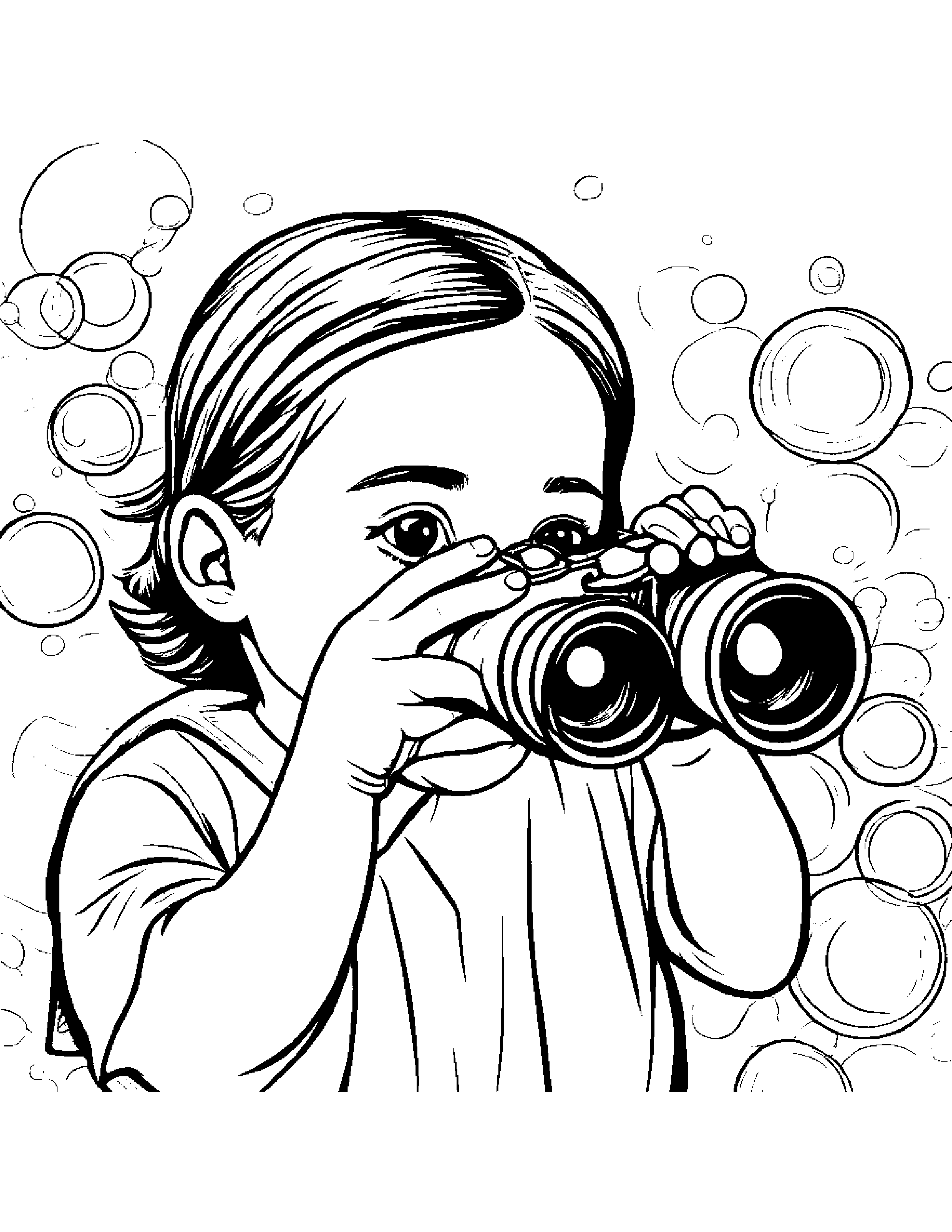 Binoculars Blowing Bubbles #5 Coloring Page (Free Printable PDF)