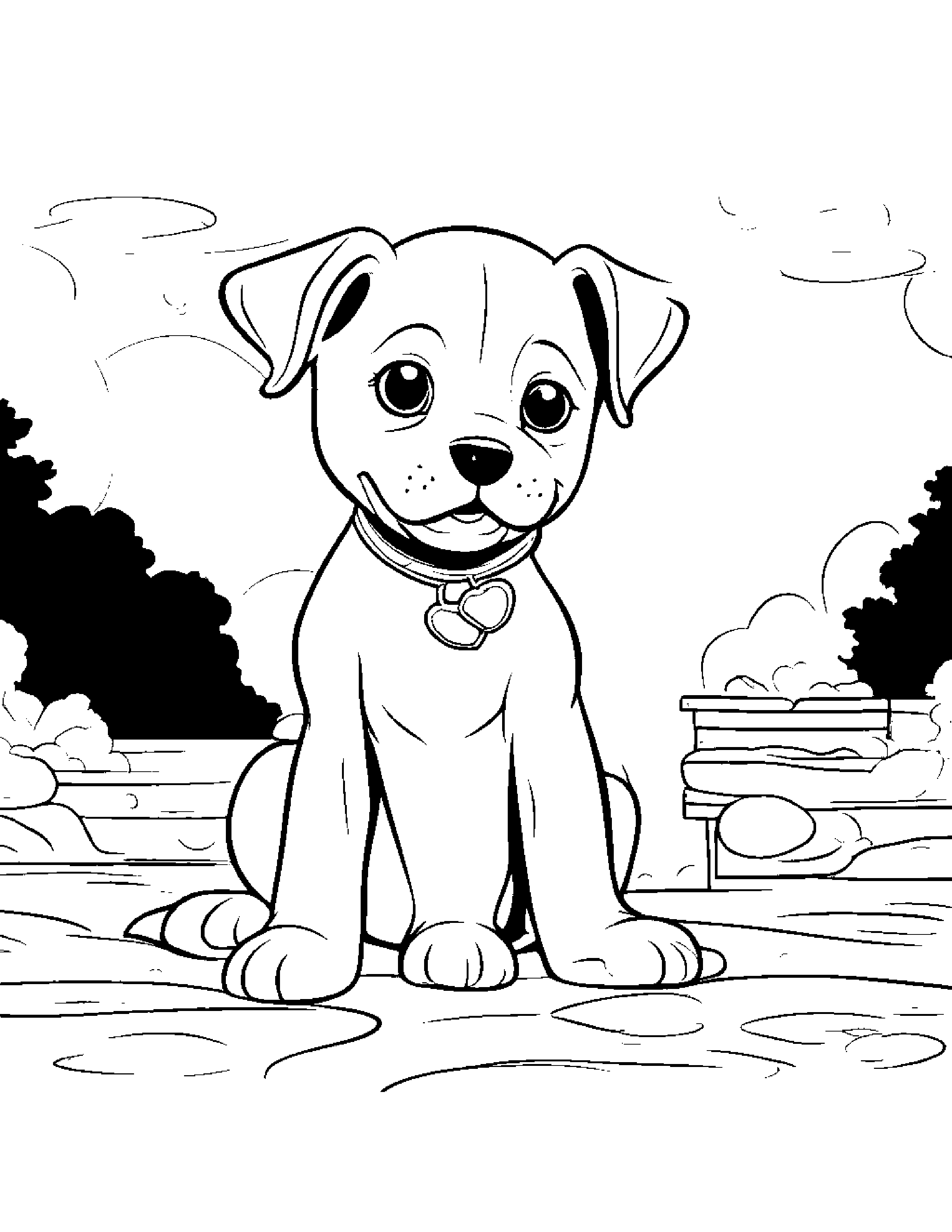 Bubbly Puppy At The Playground #3 Coloring Page (Free Printable PDF)