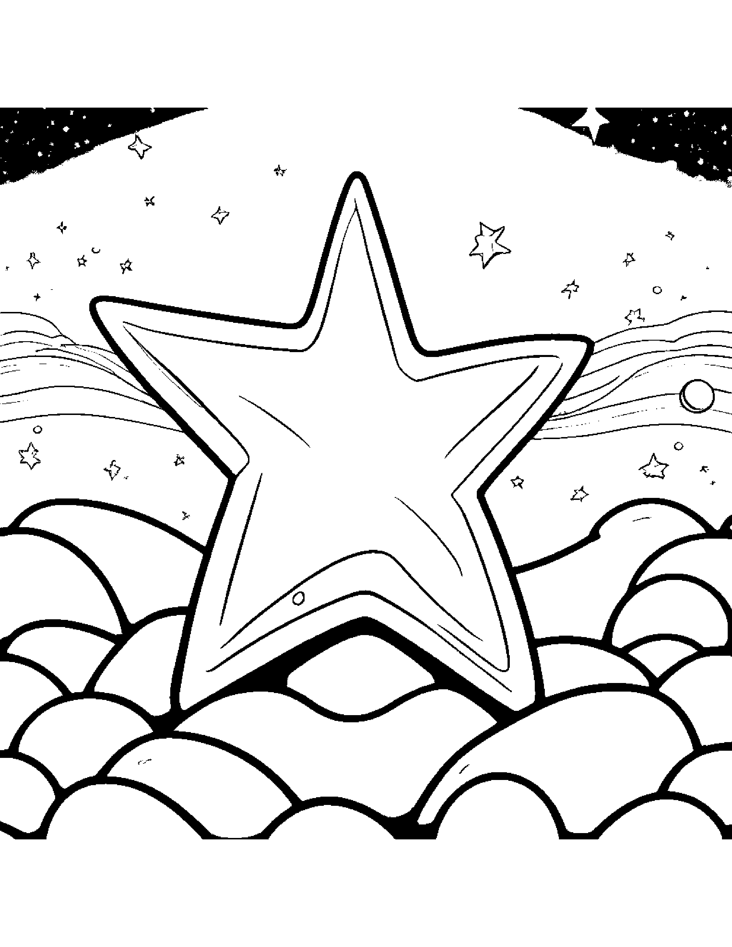 Bubbly Star Wand Beside A Sandbox #2 Coloring Page (Free Printable PDF)