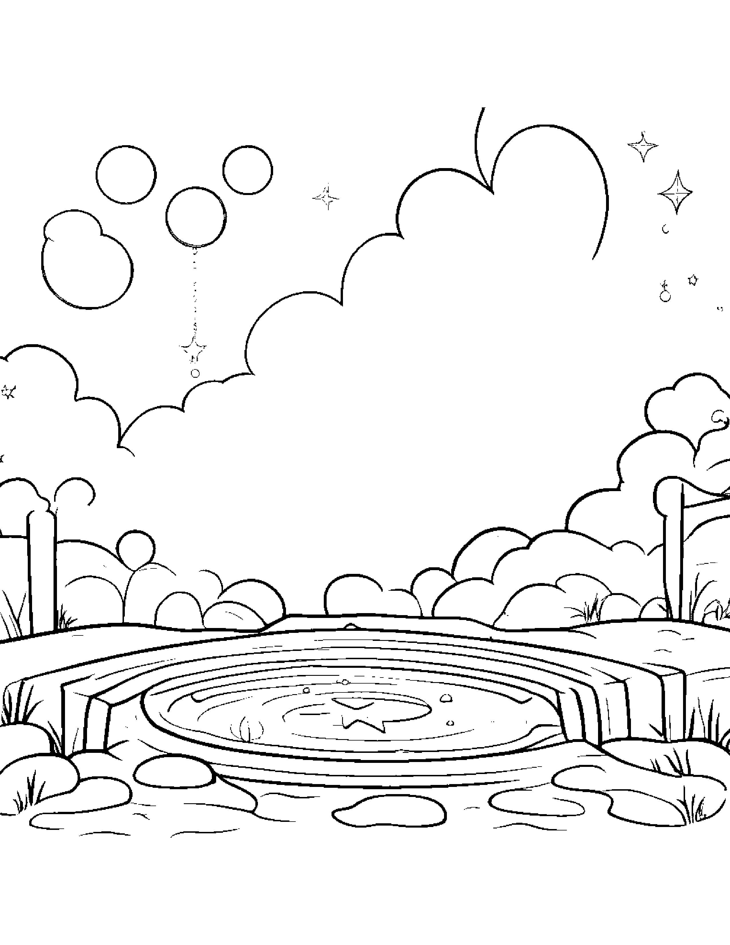 Bubbly Star Wand Beside A Sandbox #3 Coloring Page (Free Printable PDF)