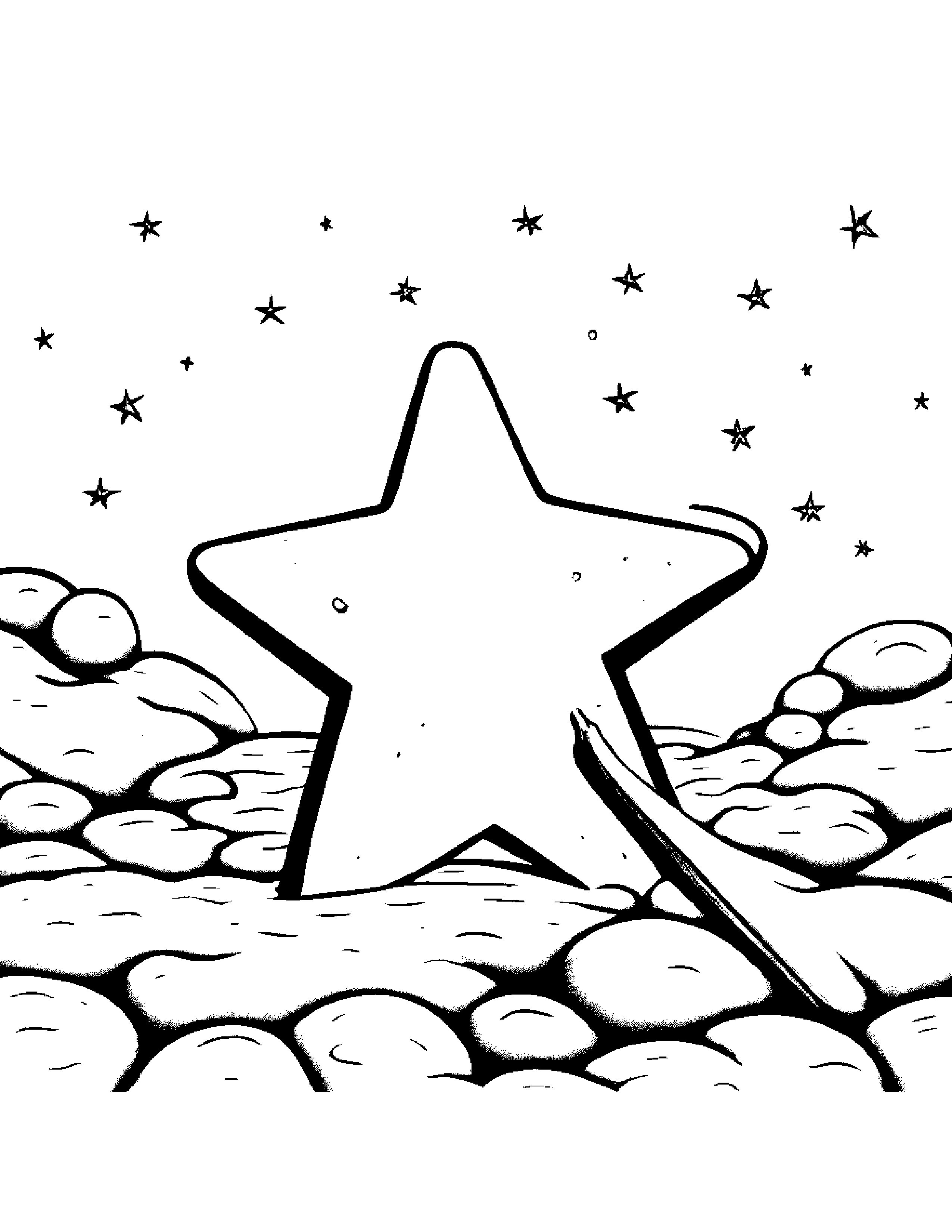 Bubbly Star Wand Beside A Sandbox #4 Coloring Page (Free Printable PDF)