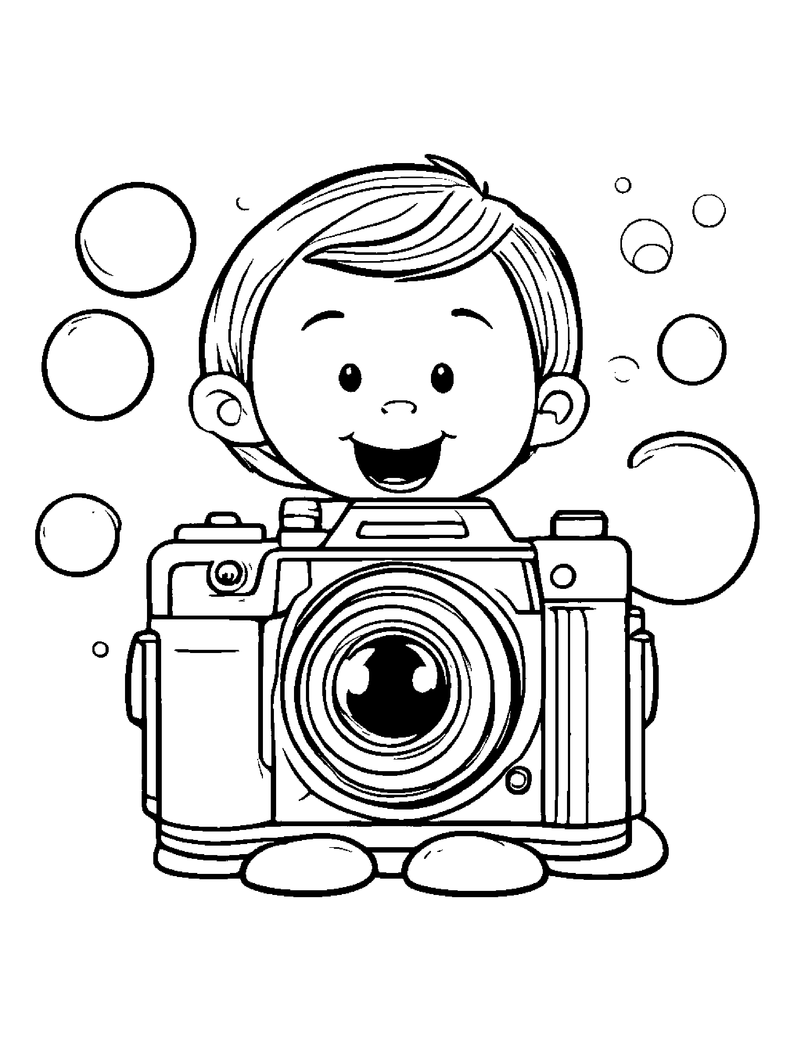 Camera Toy Blowing Bubbles #3 Coloring Page (Free Printable PDF)