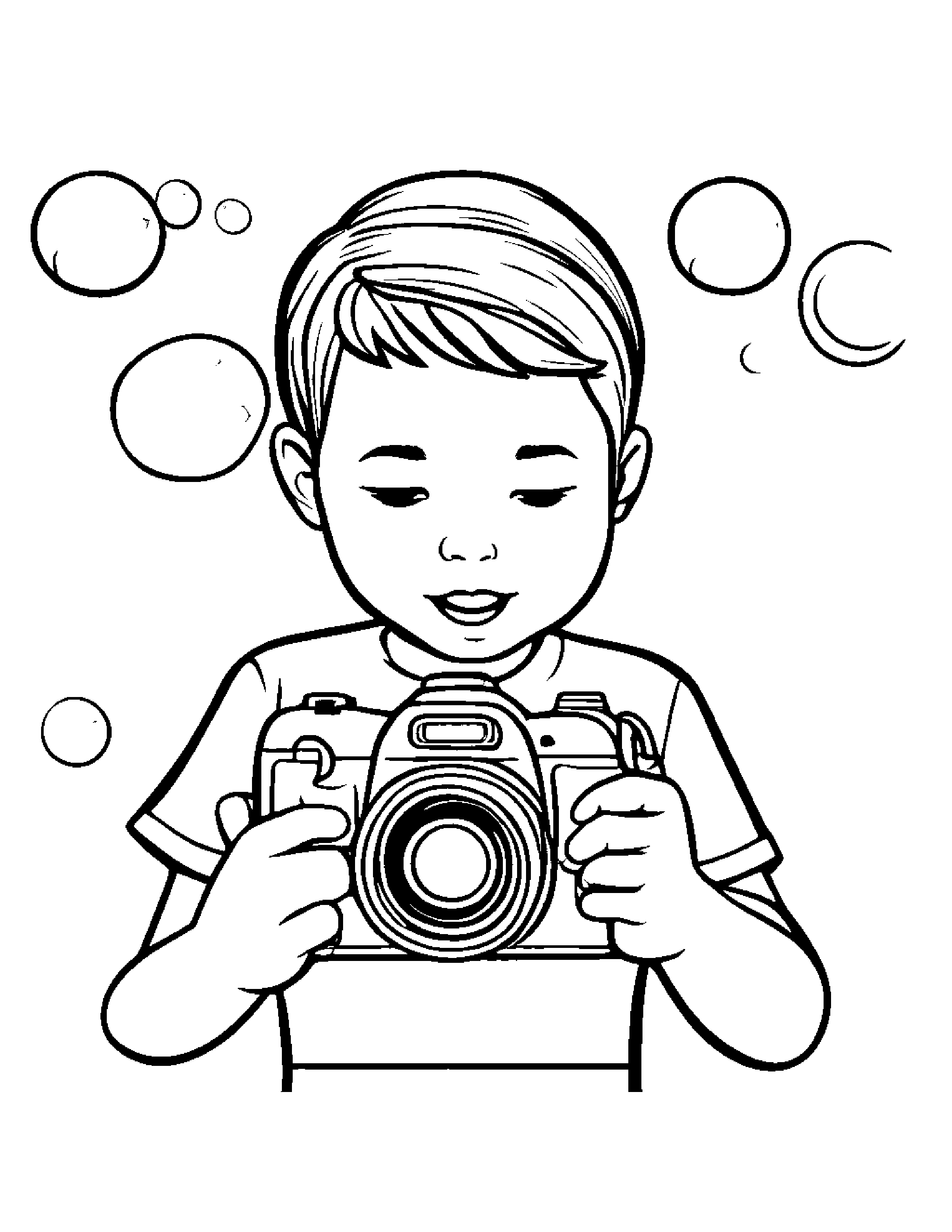 Camera Toy Blowing Bubbles Coloring Page (Free Printable PDF)