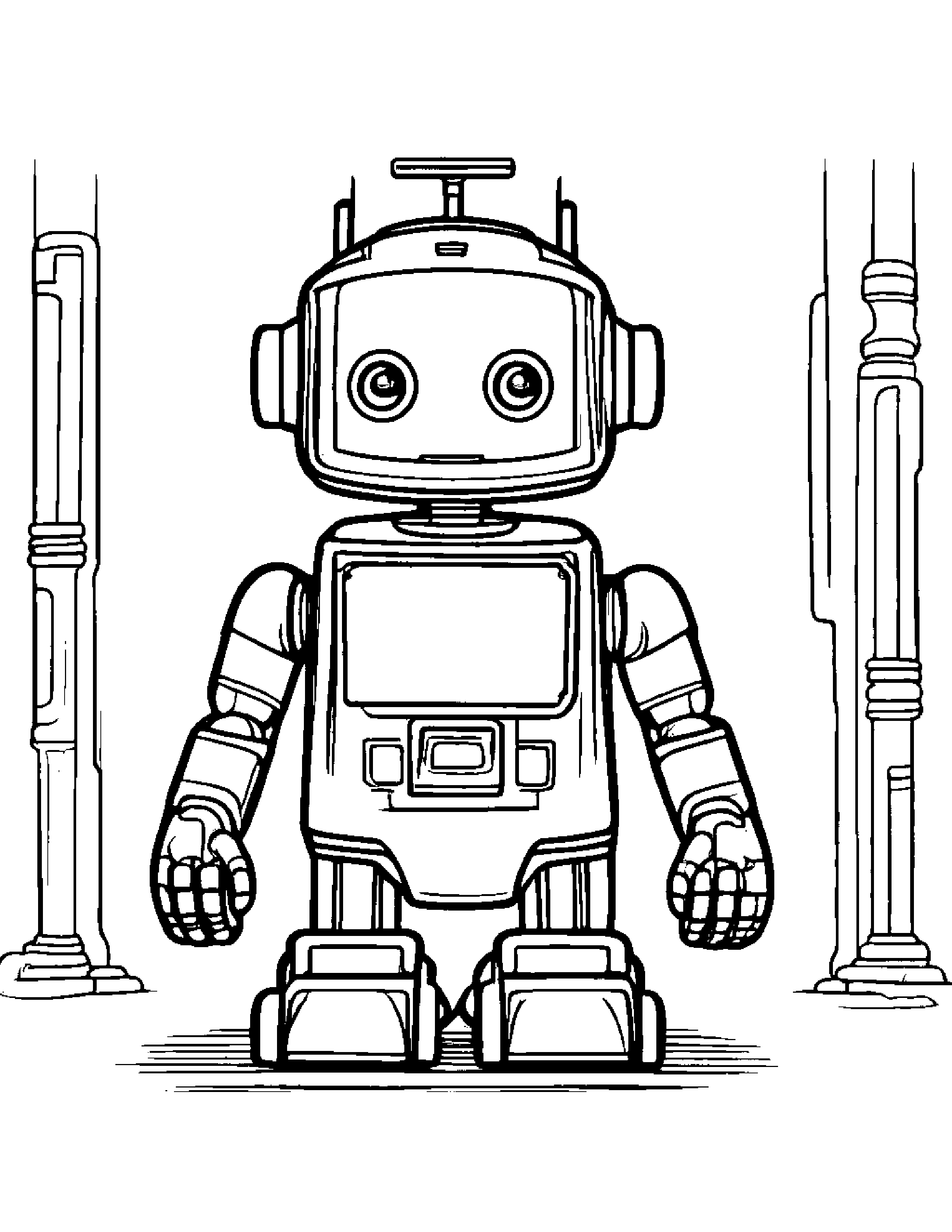 Cozy Robot Buddy #2 Coloring Page (Free Printable PDF)