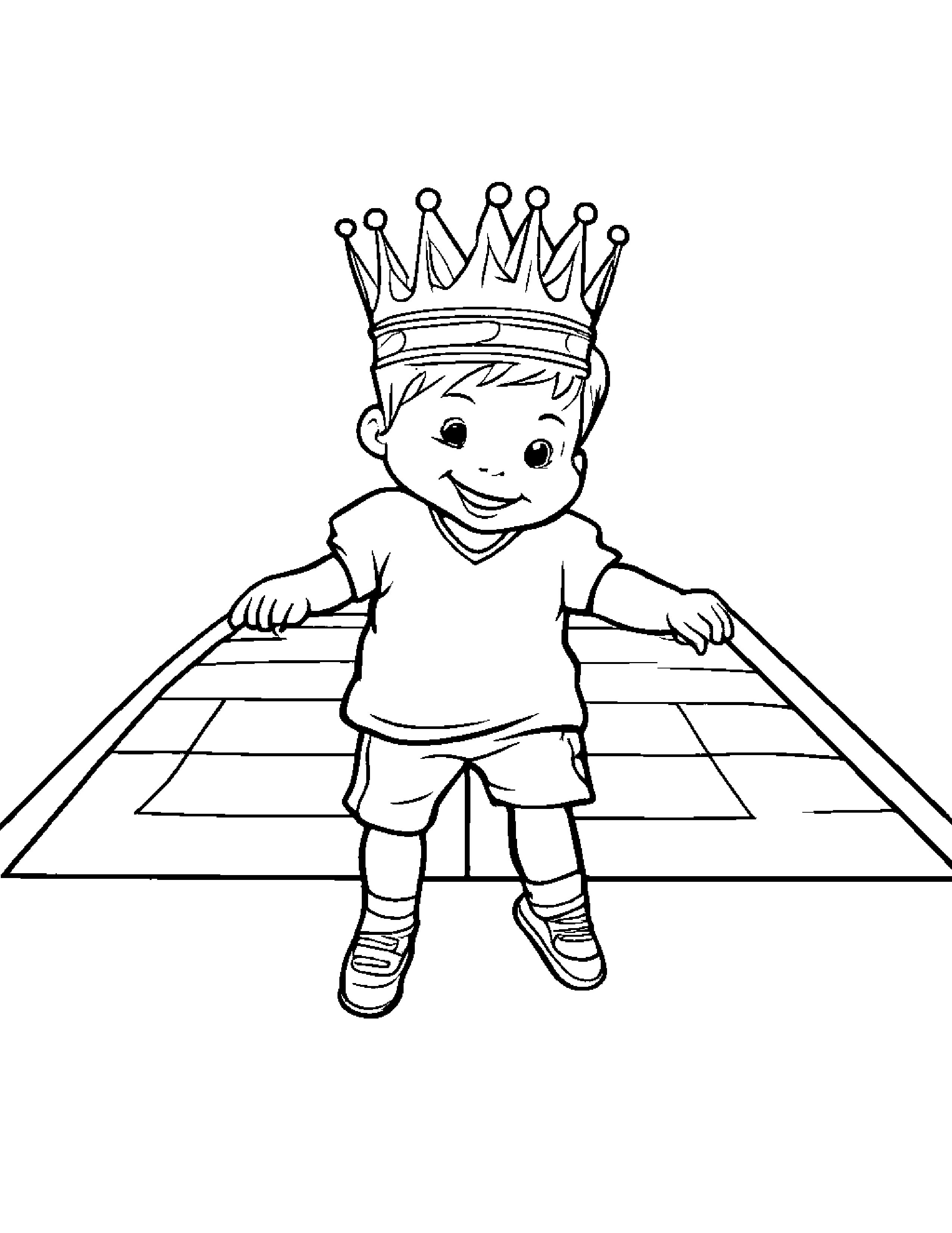 Crown Playing Hopscotch #3 Coloring Page (Free Printable PDF)
