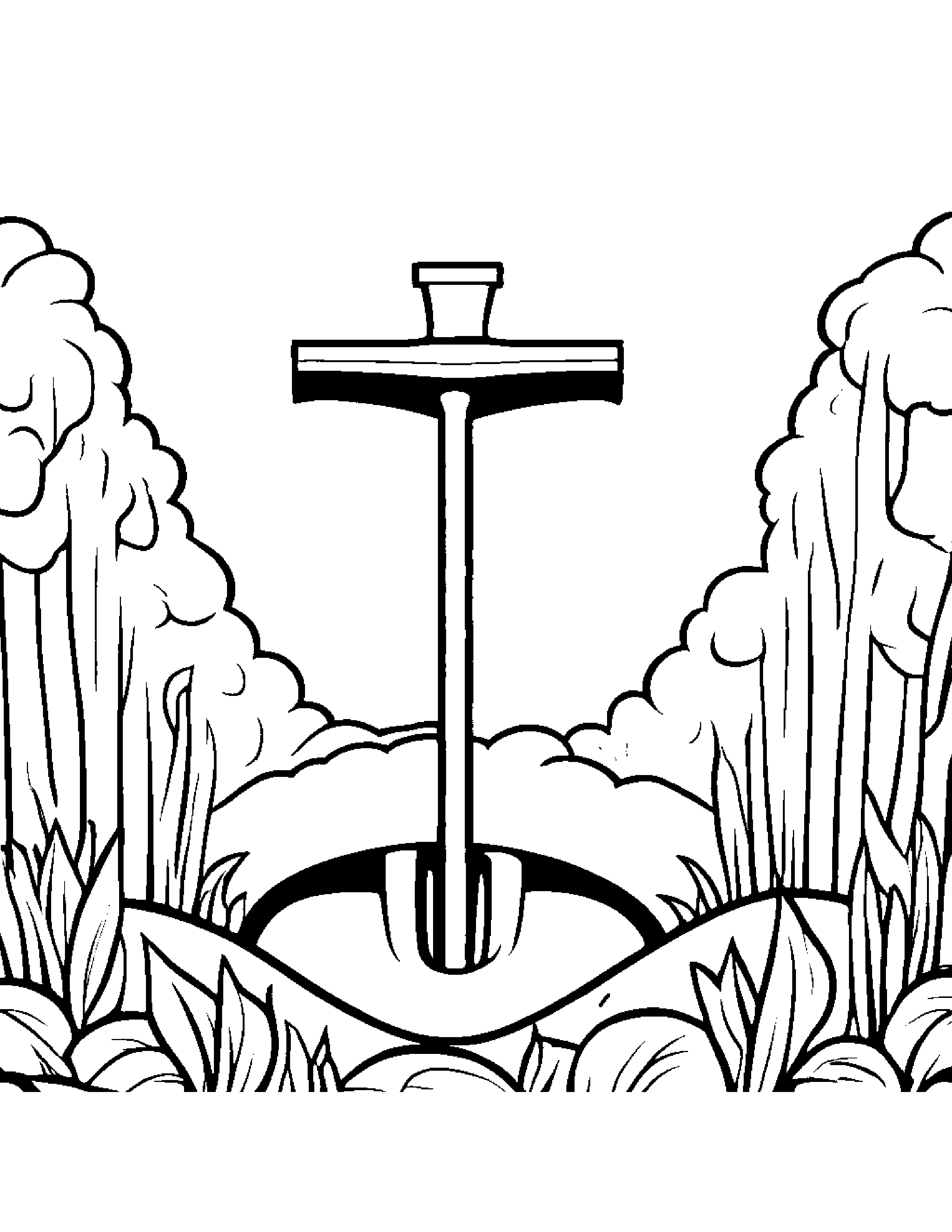 Curious Shovel Coloring Page (Free Printable PDF)