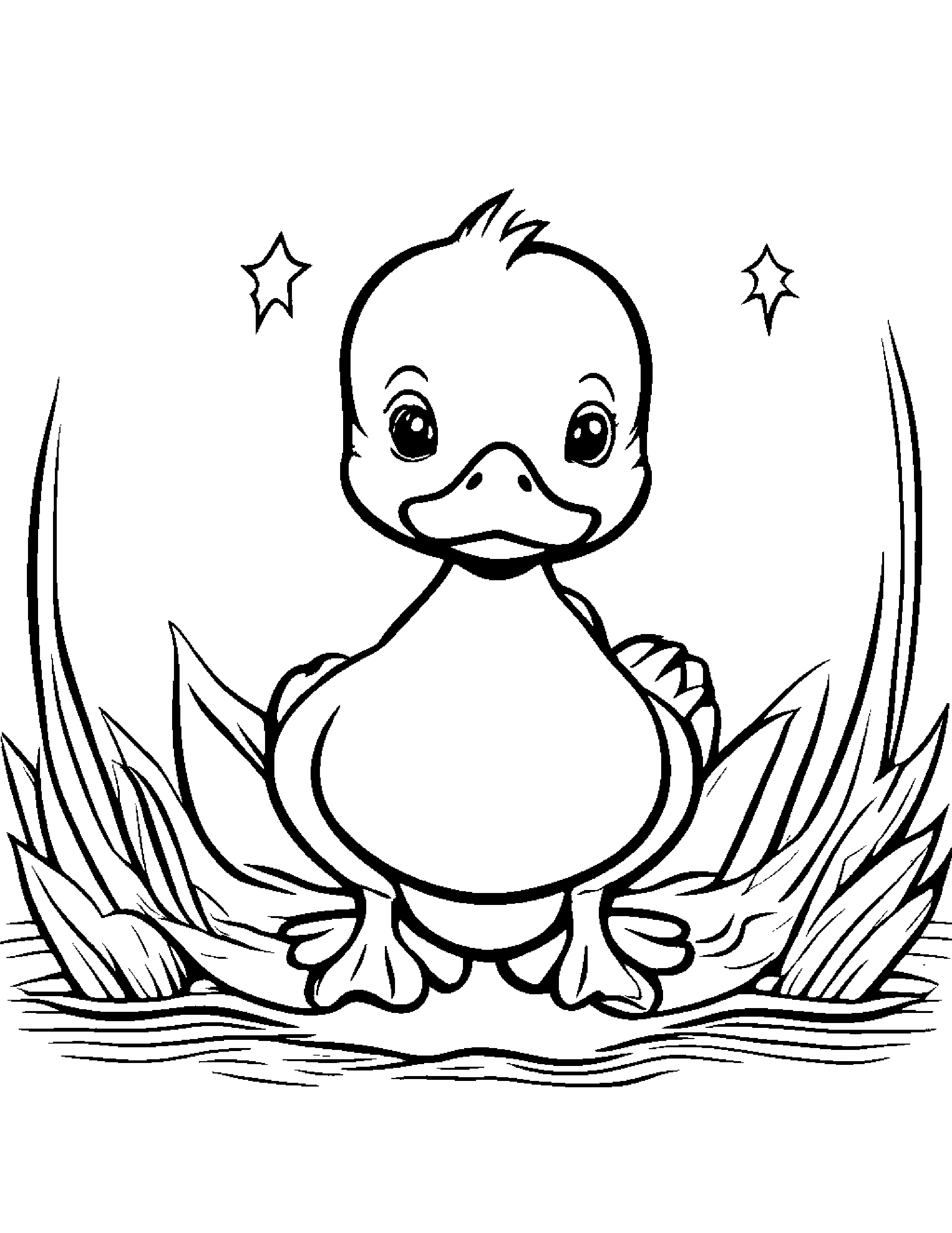 Duckling With A Friendly Star #4 Coloring Page (Free Printable PDF)