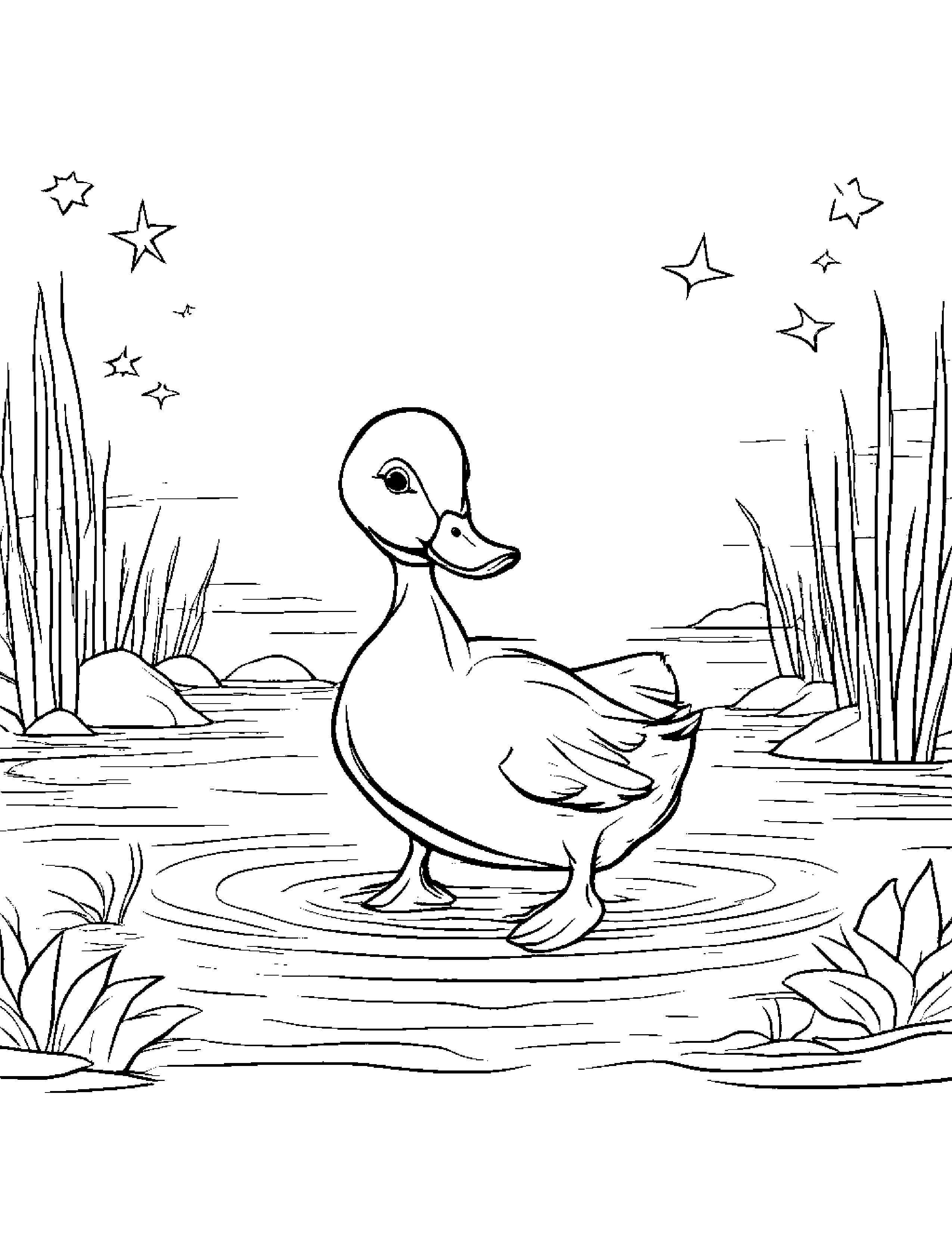 Duckling With A Friendly Star #5 Coloring Page (Free Printable PDF)