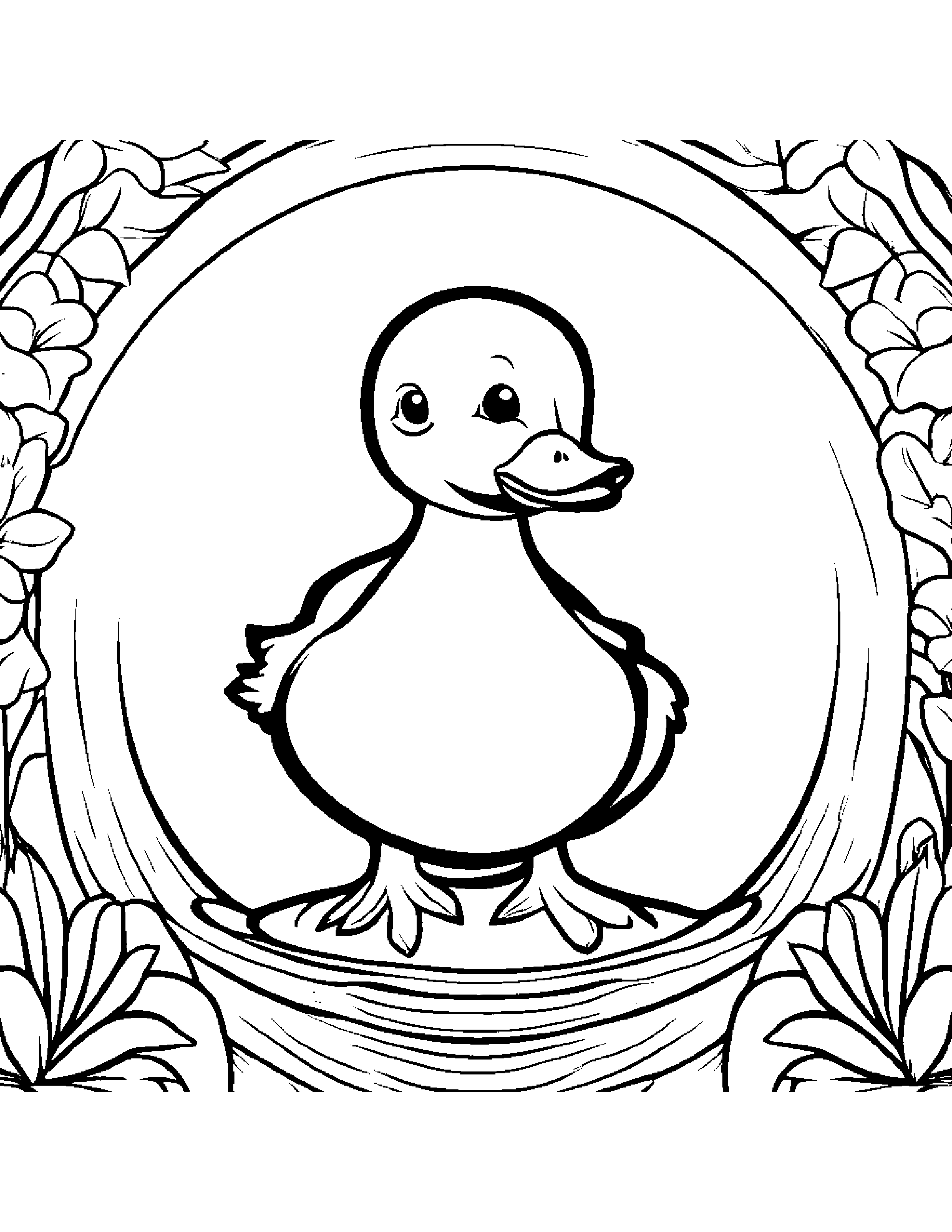 Duckling With A Friendly Star Coloring Page (Free Printable PDF)