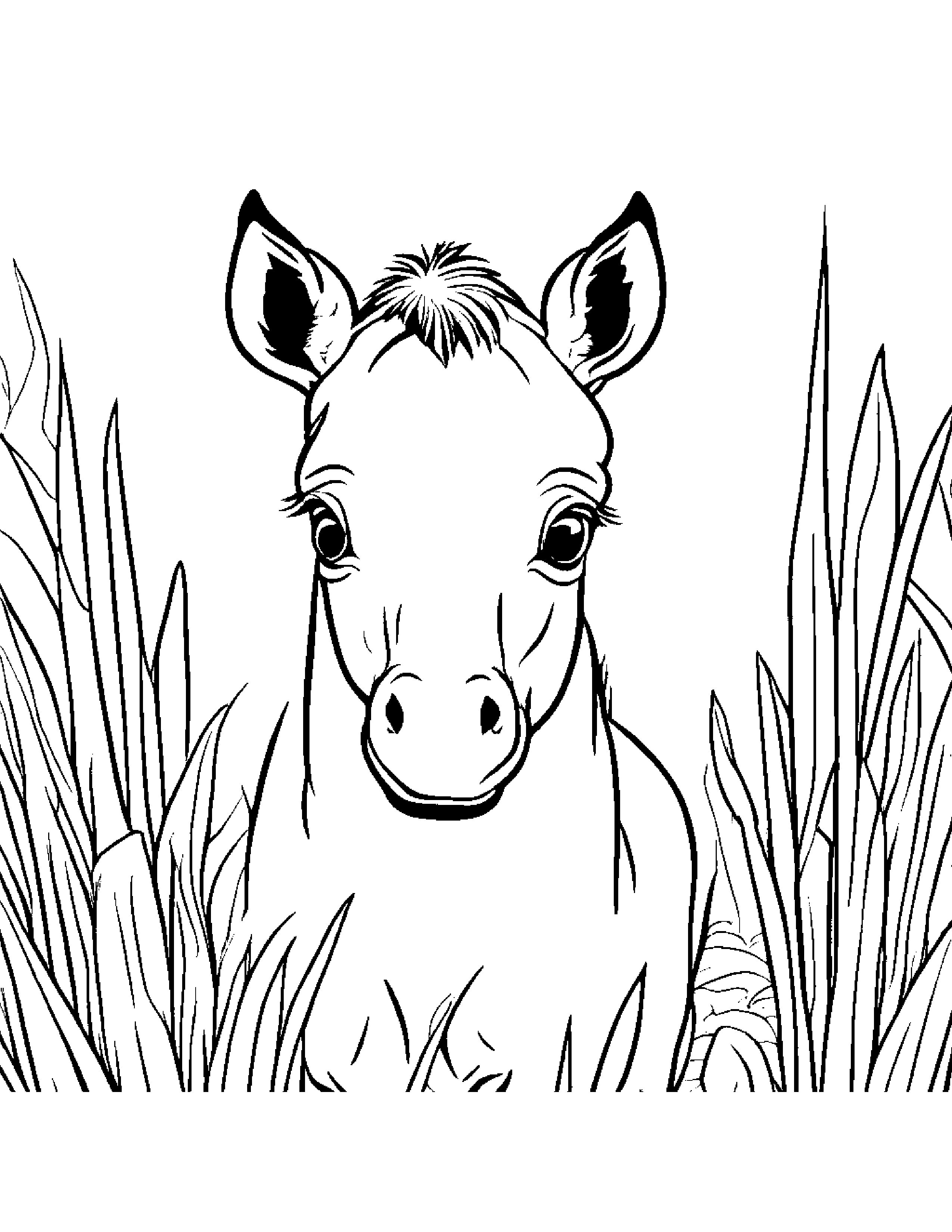 Foal Playing Peekaboo #2 Coloring Page (Free Printable PDF)
