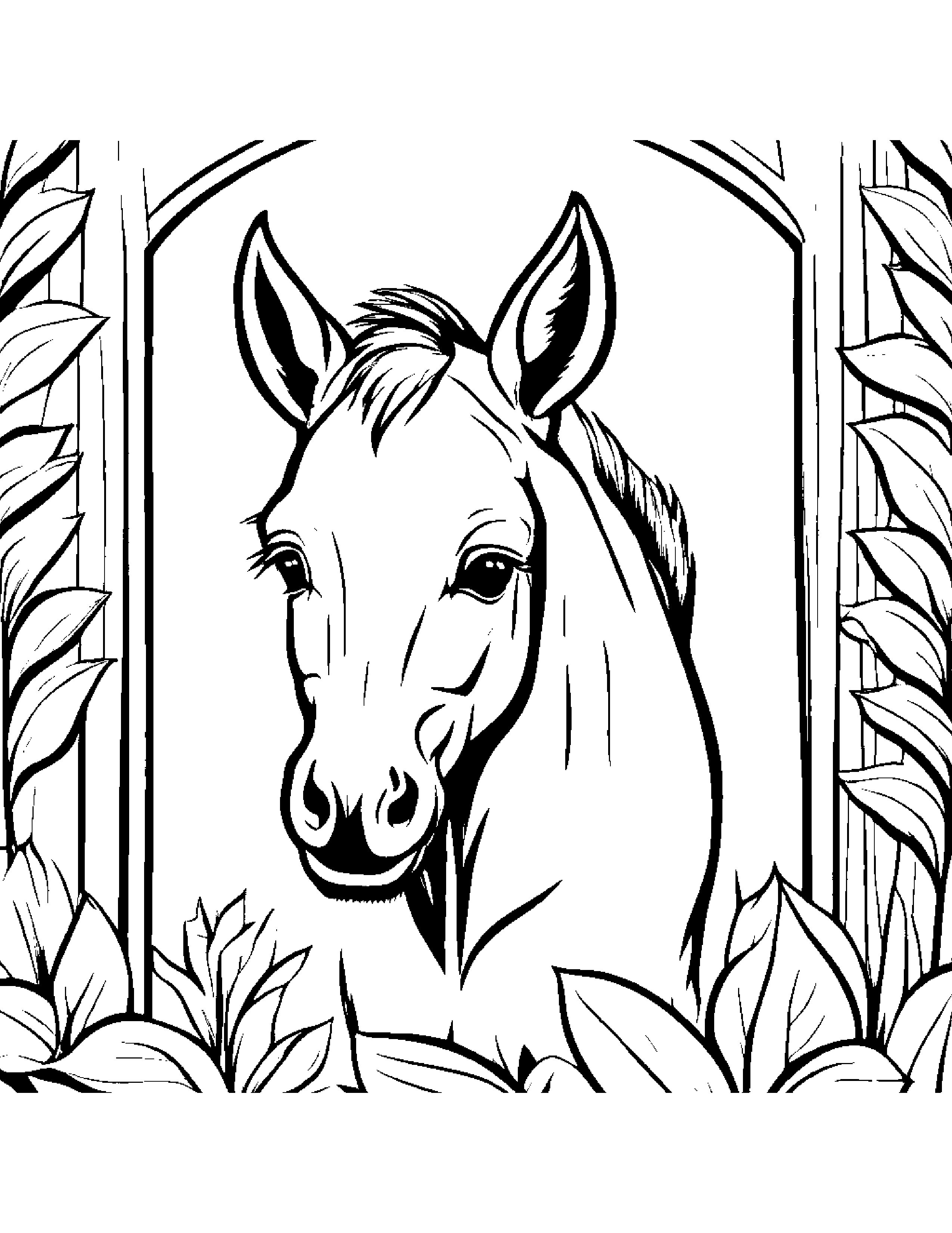 Foal Playing Peekaboo #3 Coloring Page (Free Printable PDF)