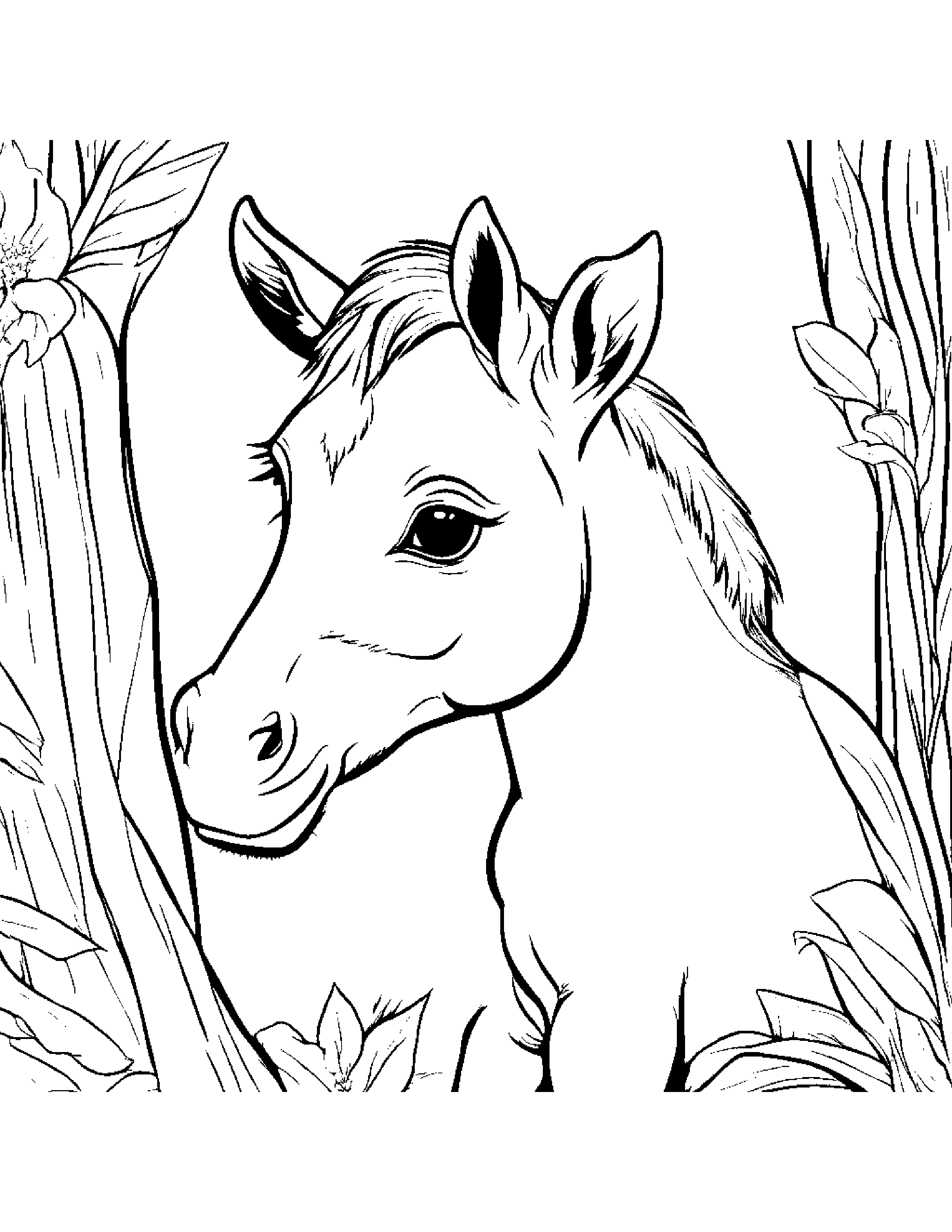 Foal Playing Peekaboo #4 Coloring Page (Free Printable PDF)