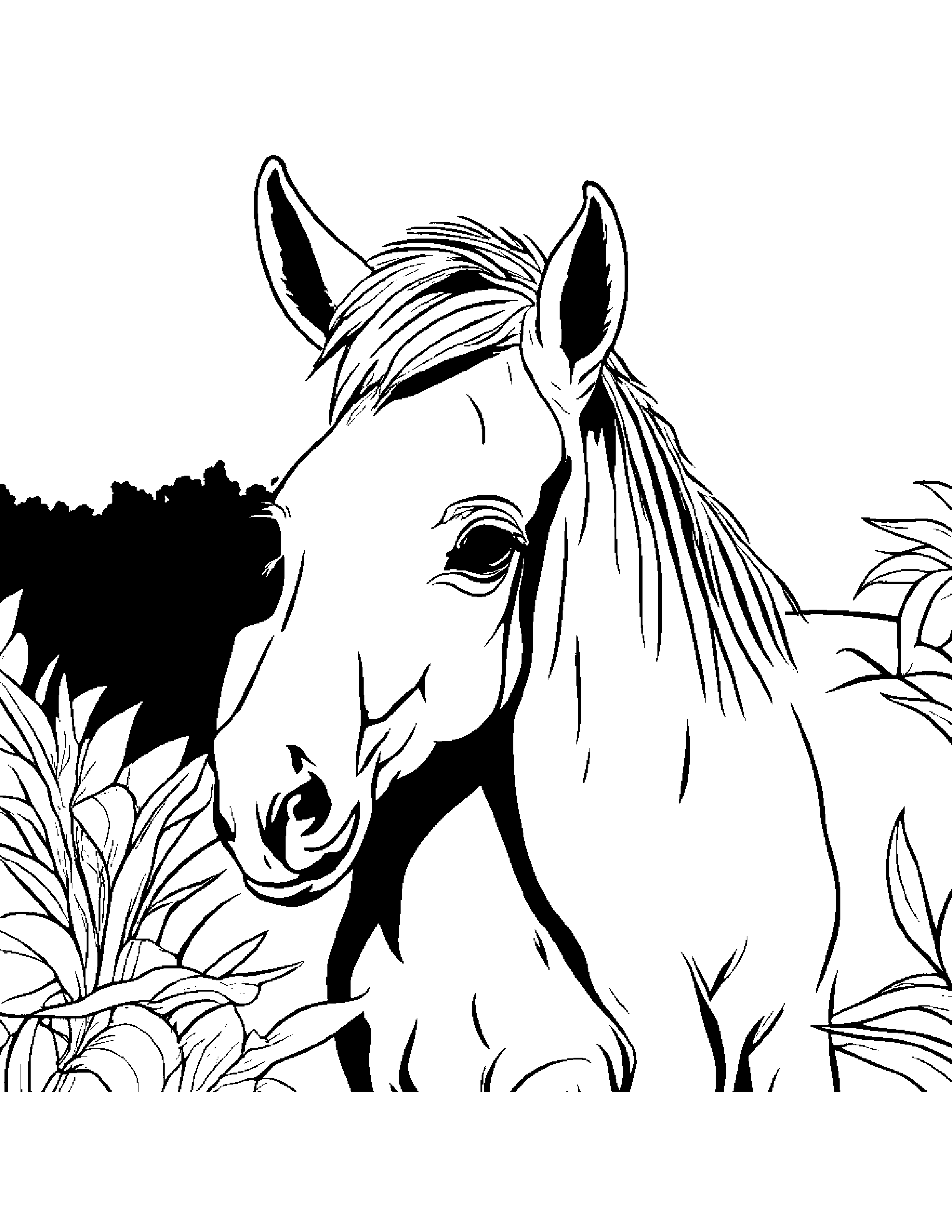 Foal Playing Peekaboo #5 Coloring Page (Free Printable PDF)
