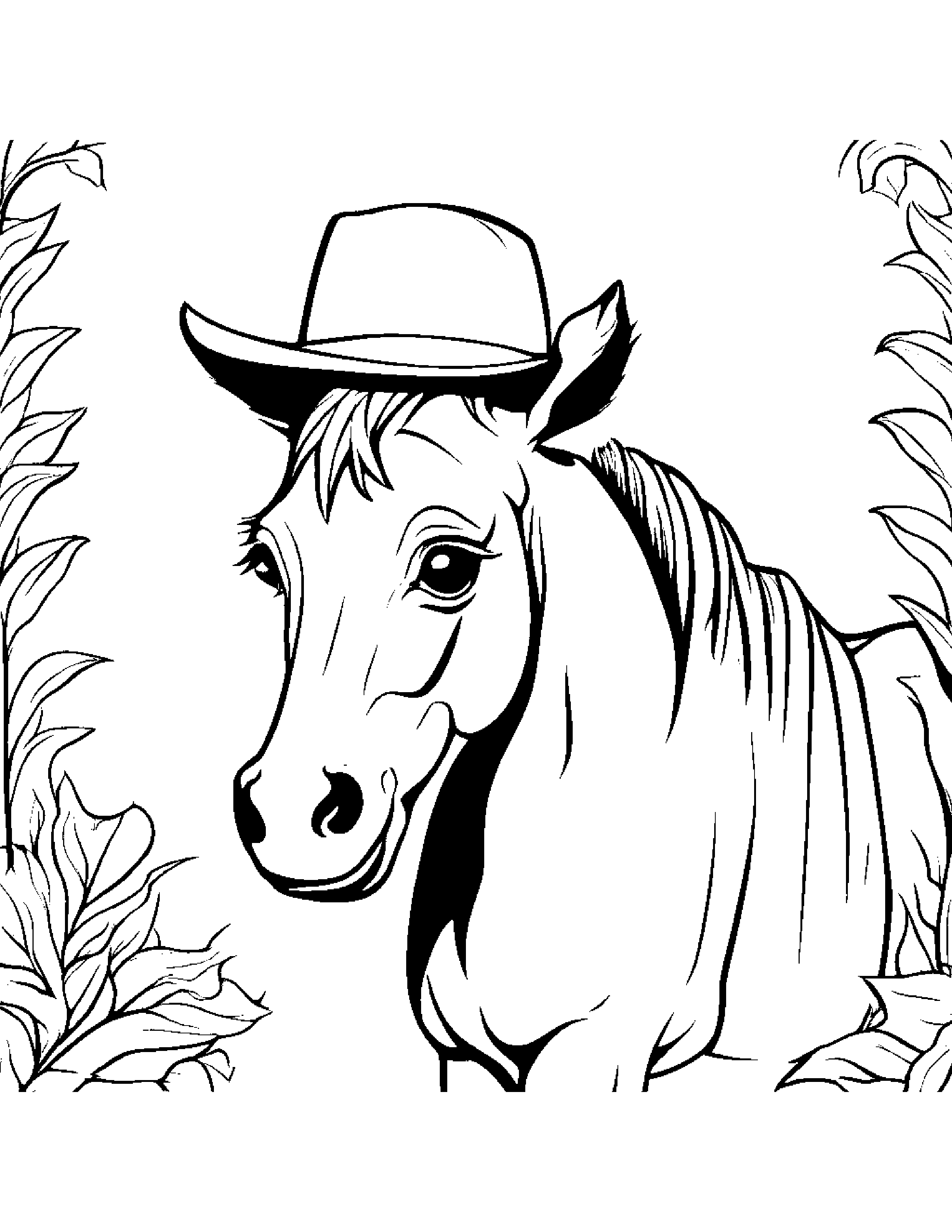 Foal With A Cute Hat #2 Coloring Page (Free Printable PDF)