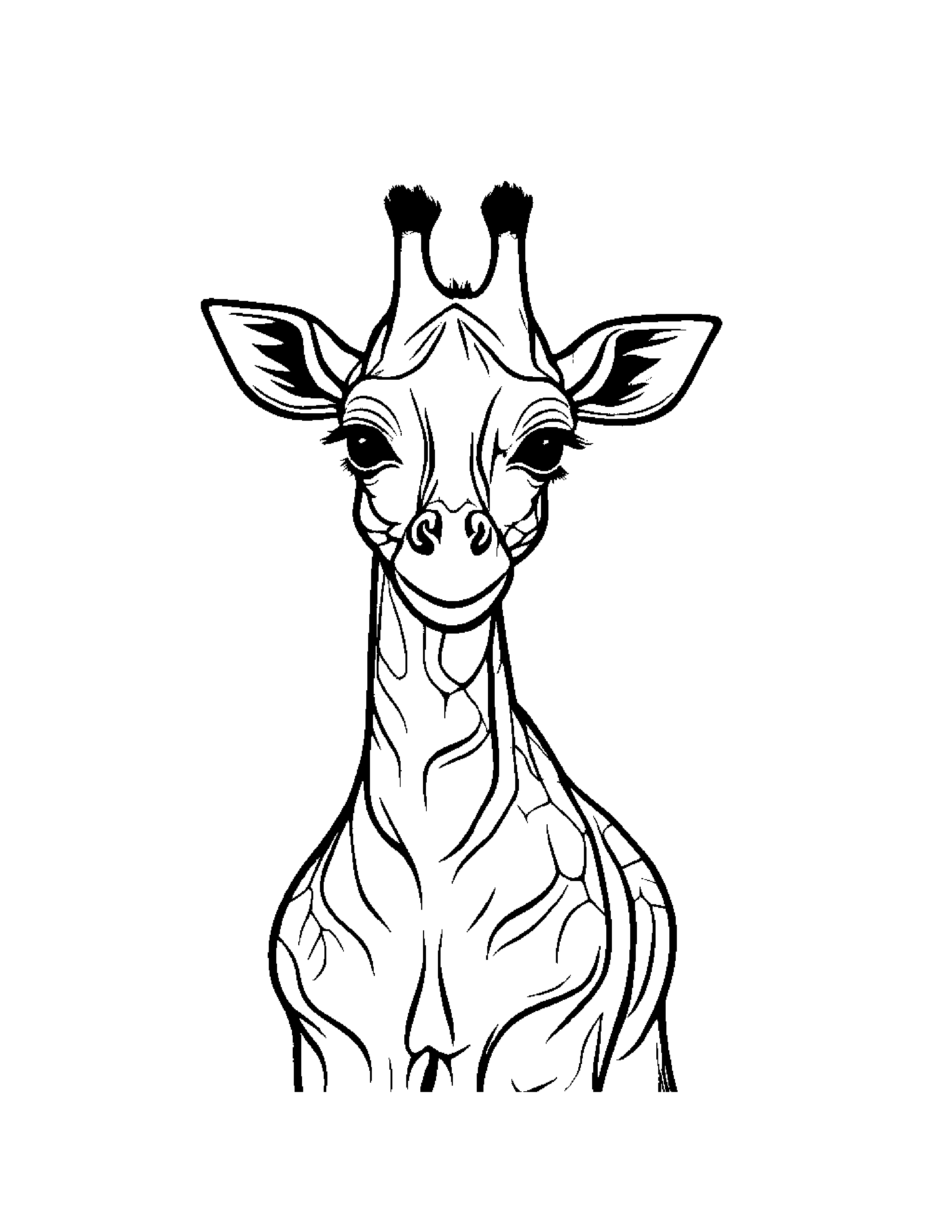 Giraffe Calf With A Sunny Sticker #2 Coloring Page (Free Printable PDF)