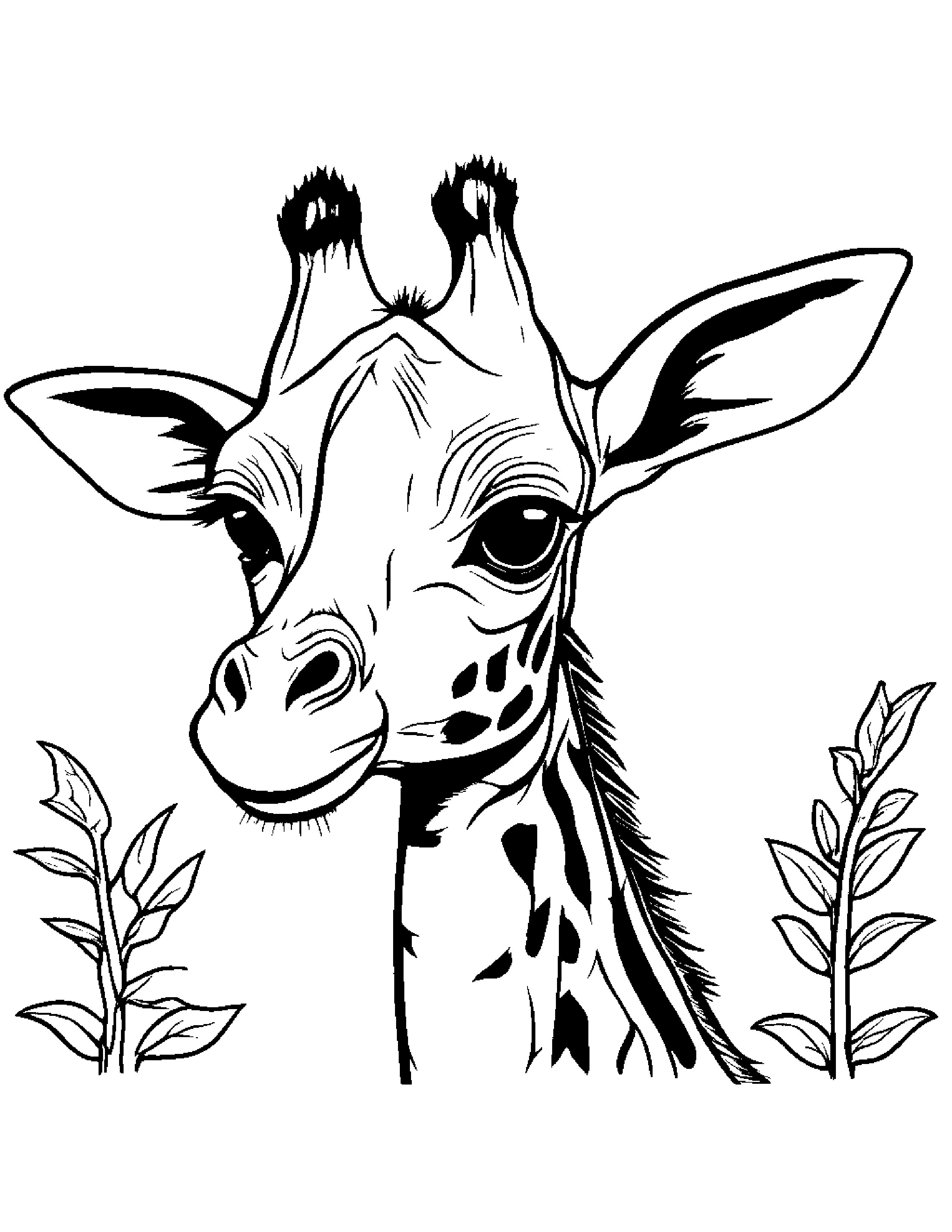 Giraffe Calf With A Sunny Sticker #3 Coloring Page (Free Printable PDF)