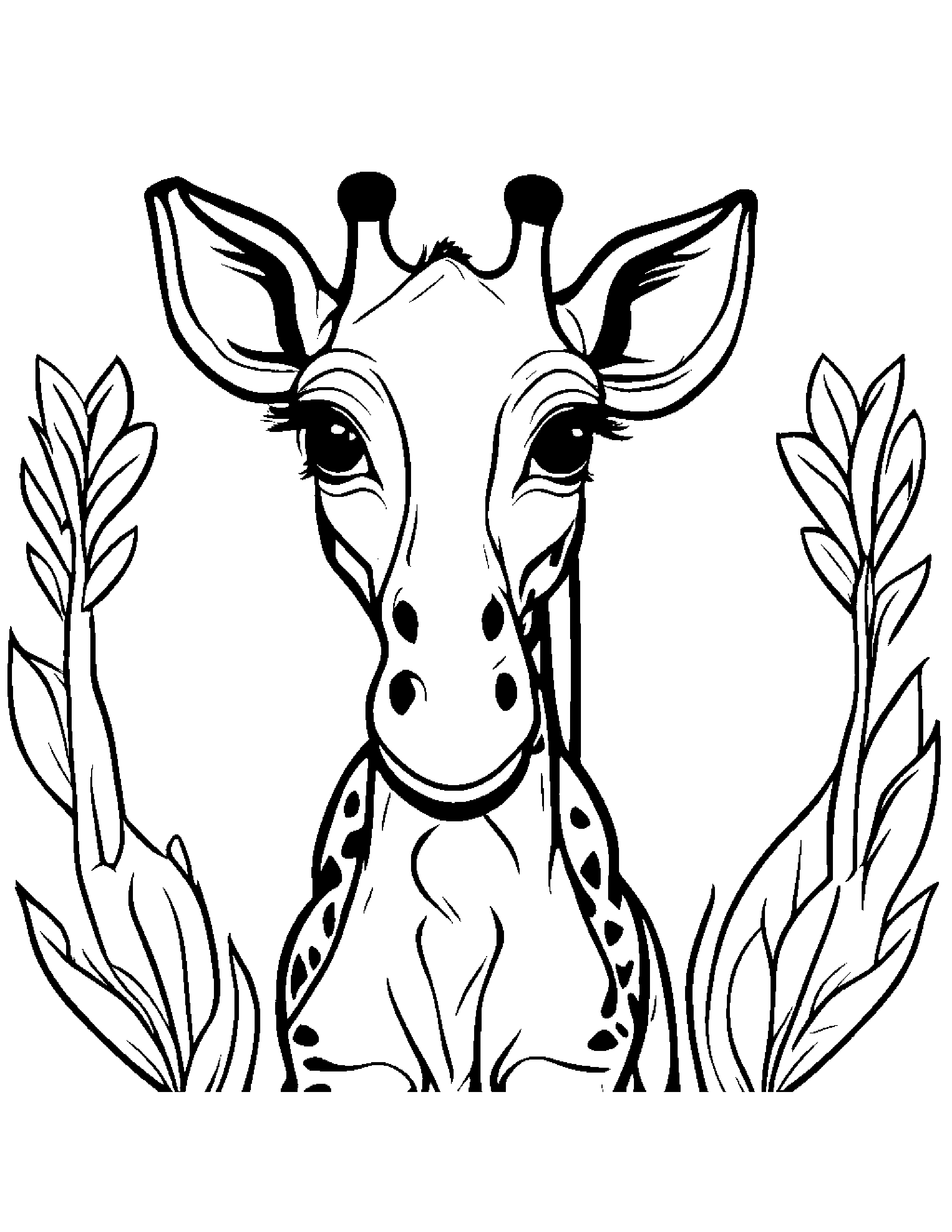 Giraffe Calf With A Sunny Sticker Coloring Page (Free Printable PDF)