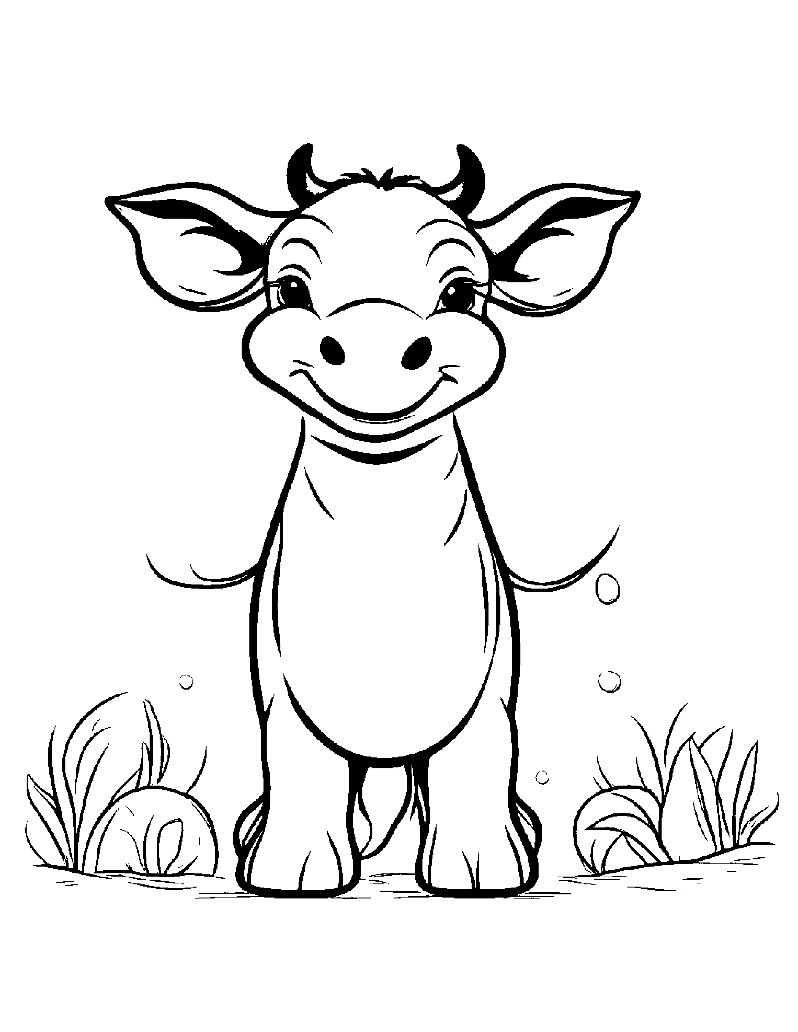 Happy Calf Playing Pat-A-Cake #2 Coloring Page (Free Printable PDF)