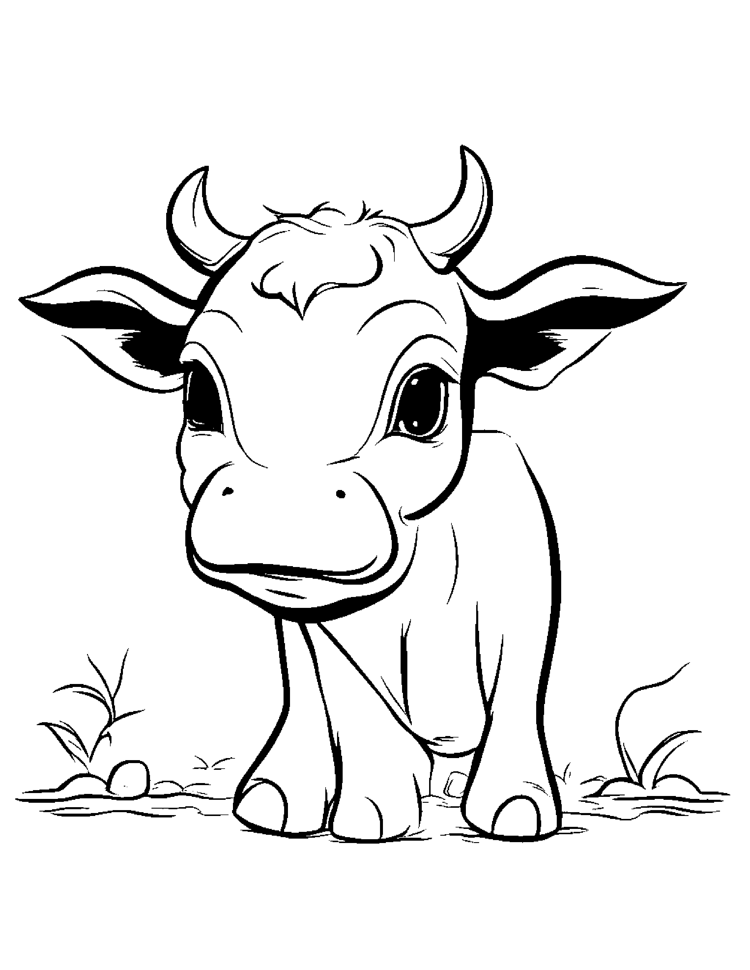 Happy Calf Playing Pat-A-Cake #3 Coloring Page (Free Printable PDF)