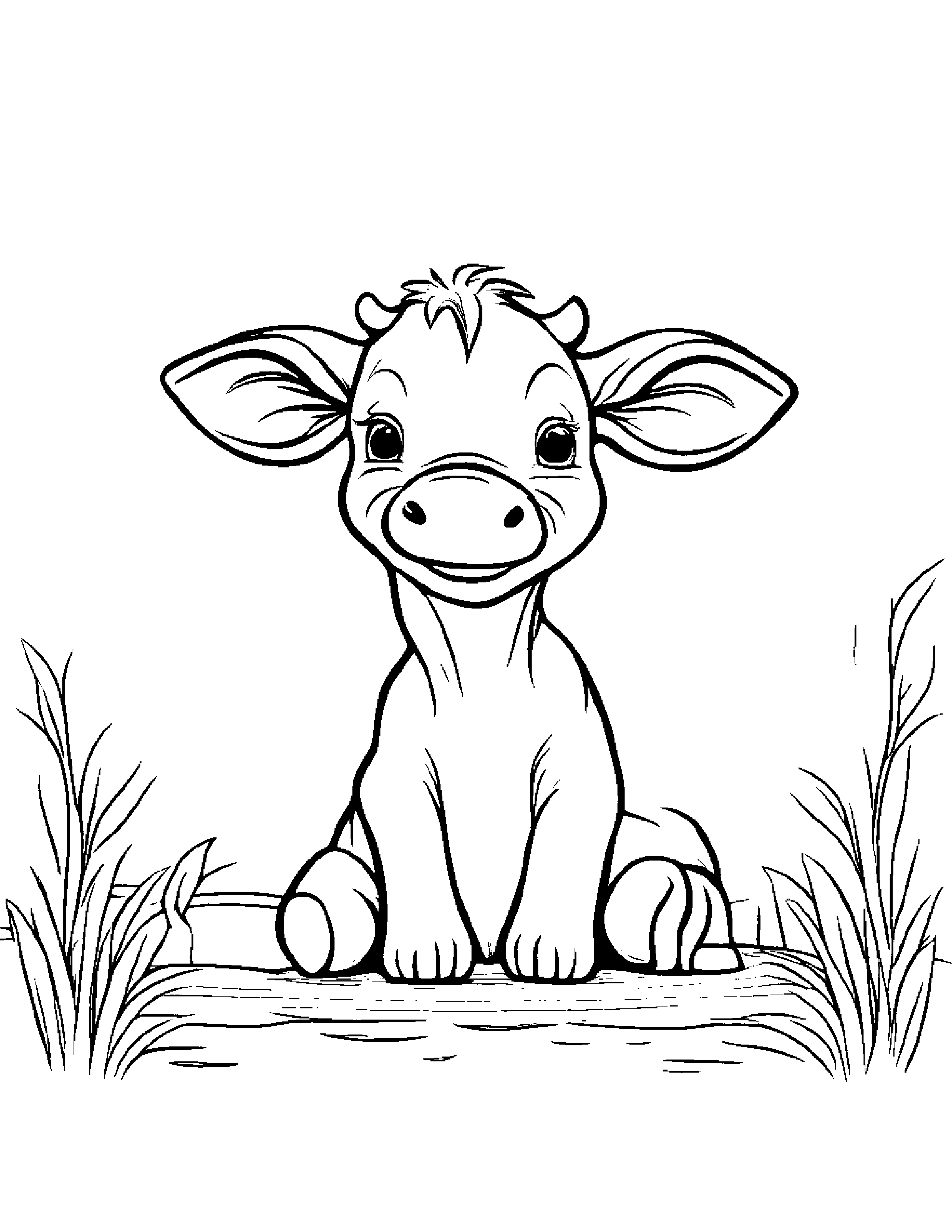 Happy Calf Playing Pat-A-Cake Coloring Page (Free Printable PDF)