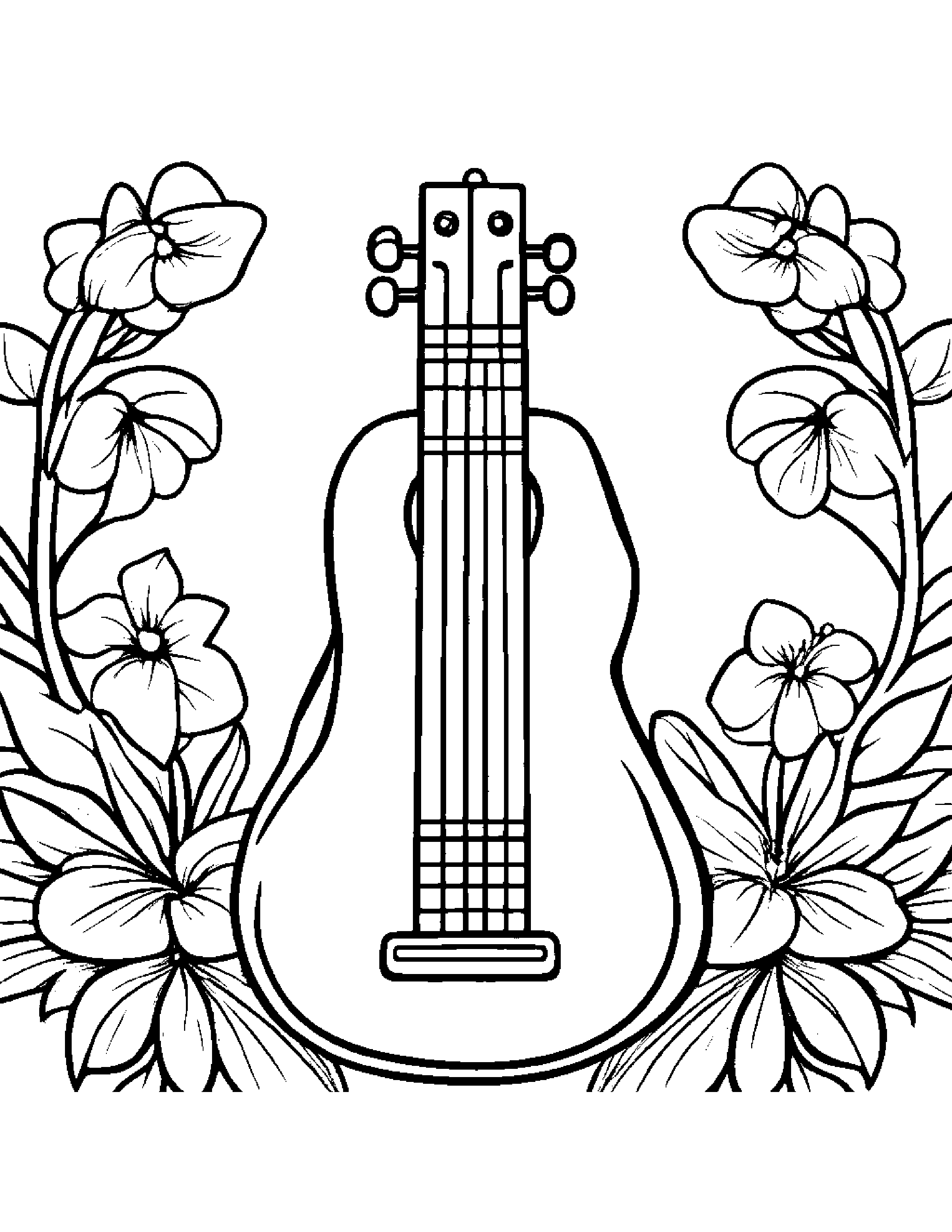 Happy Ukulele #4 Coloring Page (Free Printable PDF)
